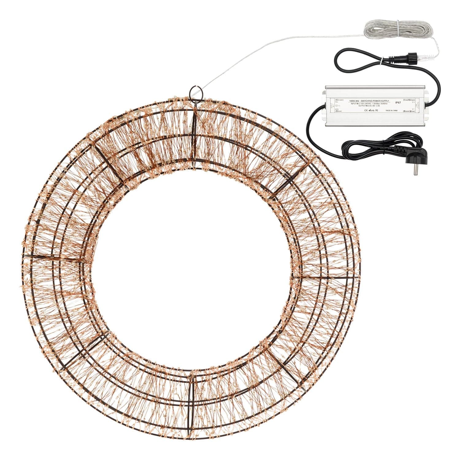 Corona di Natale luminosa a luce calda con effetto "Flashled Diamond" decorazione natalizia - 16