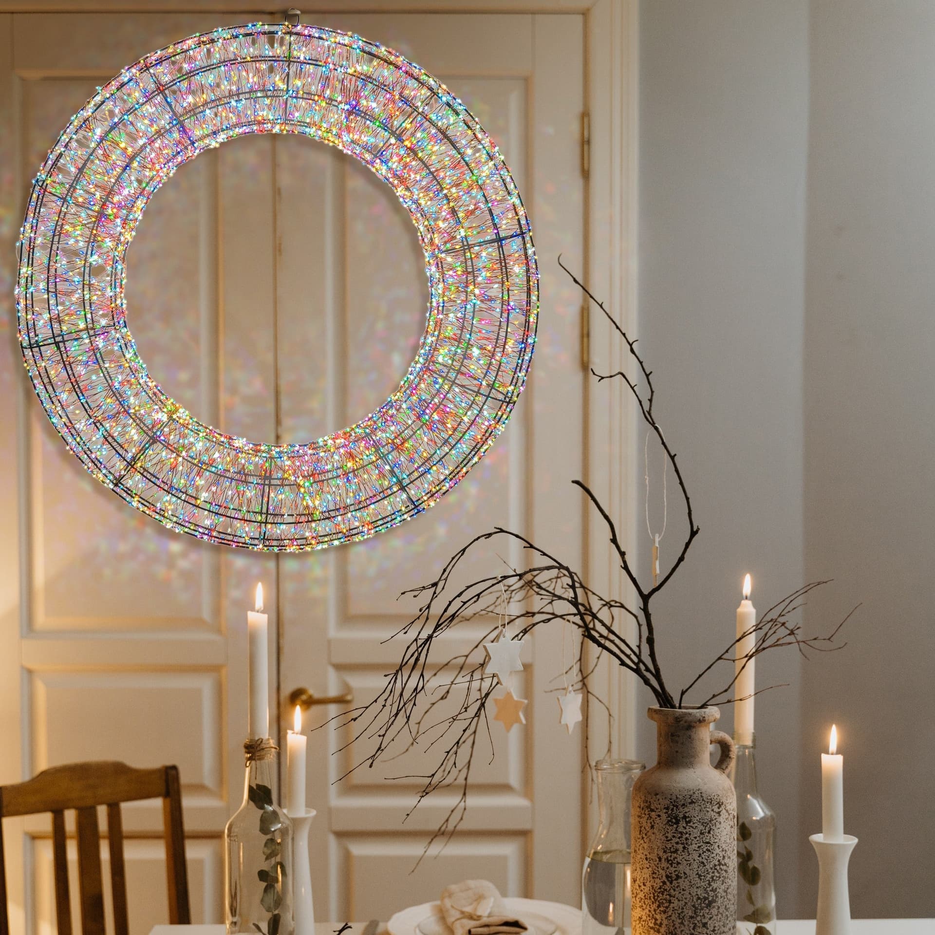 Corona di Natale luminosa a luce calda con effetto "Flashled Diamond" decorazione natalizia - 10