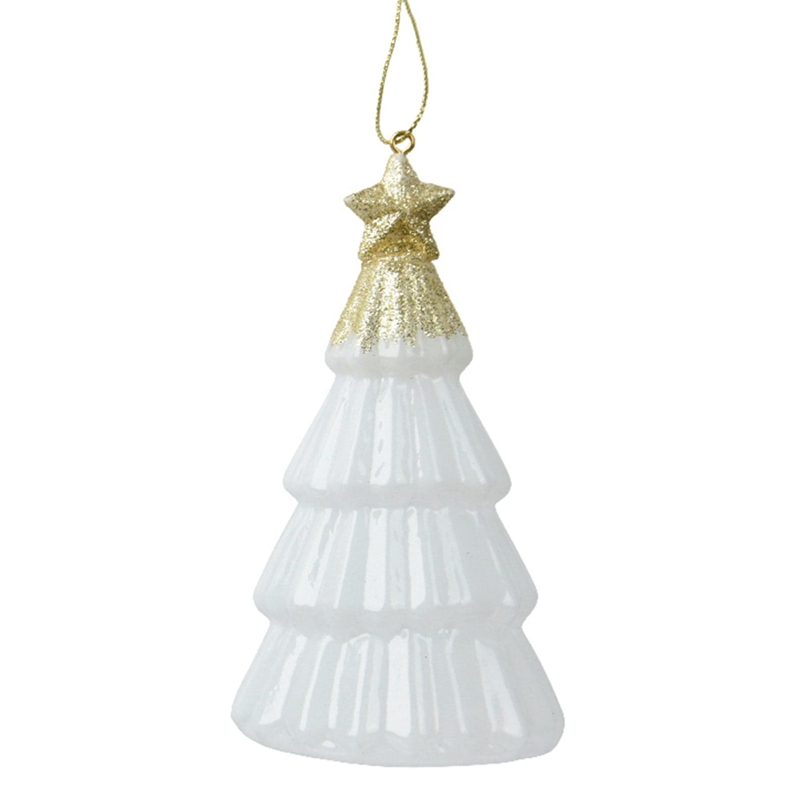 Pendaglio a forma di albero bianco lana con glitter per albero decorazione natalizia da 13 cm - 2