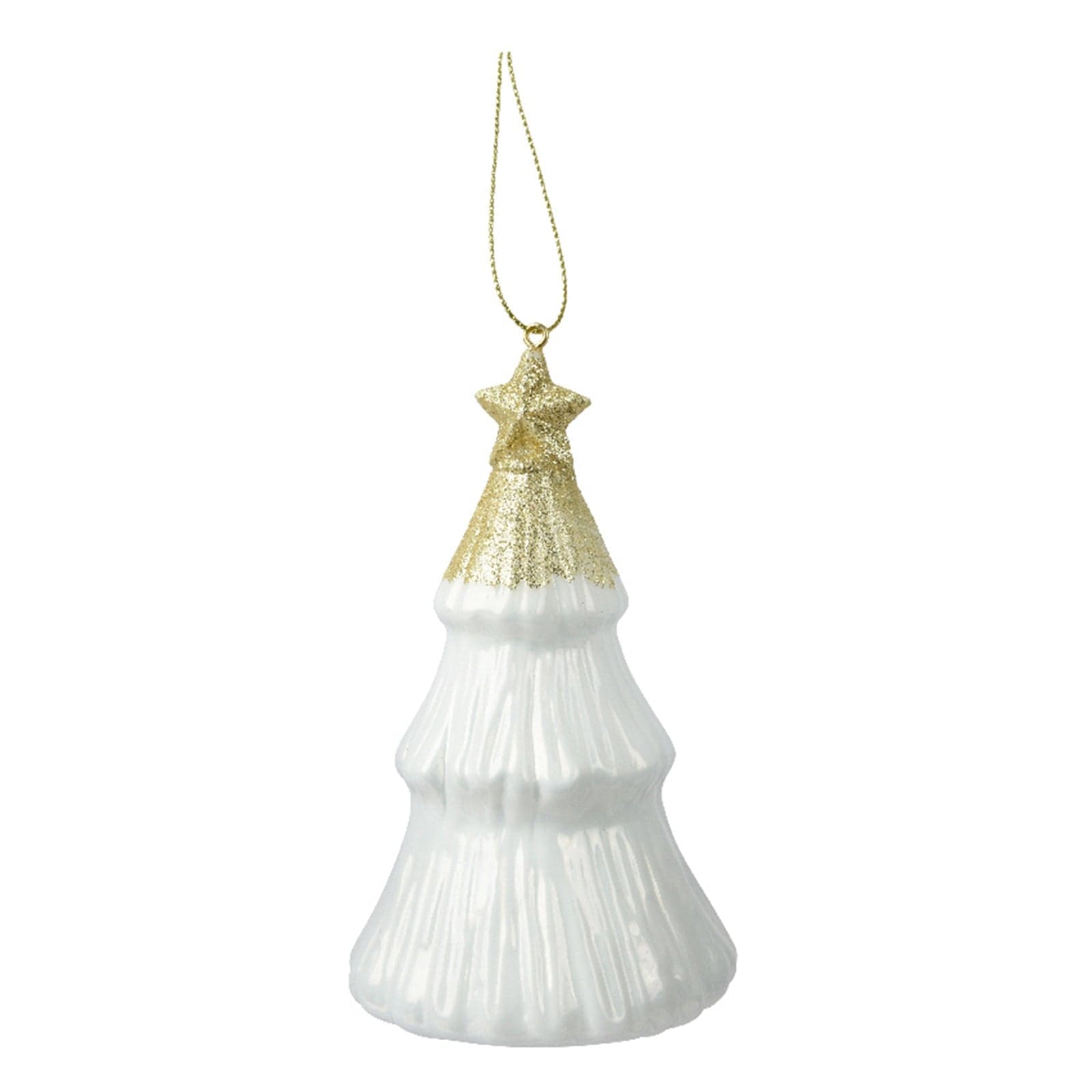 Pendaglio a forma di albero bianco lana con glitter per albero decorazione natalizia da 13 cm - 4