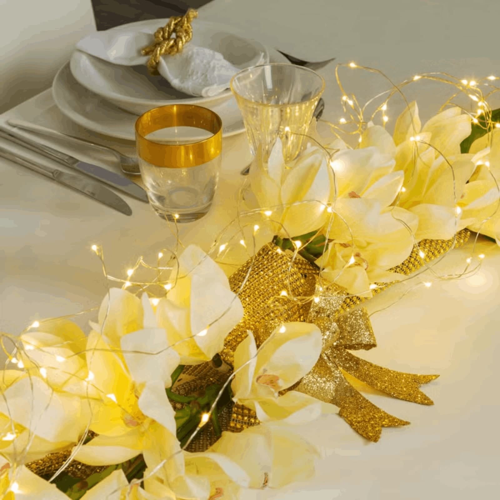 Catena di 400 microled bianco caldo per decorazioni natalizie - 4