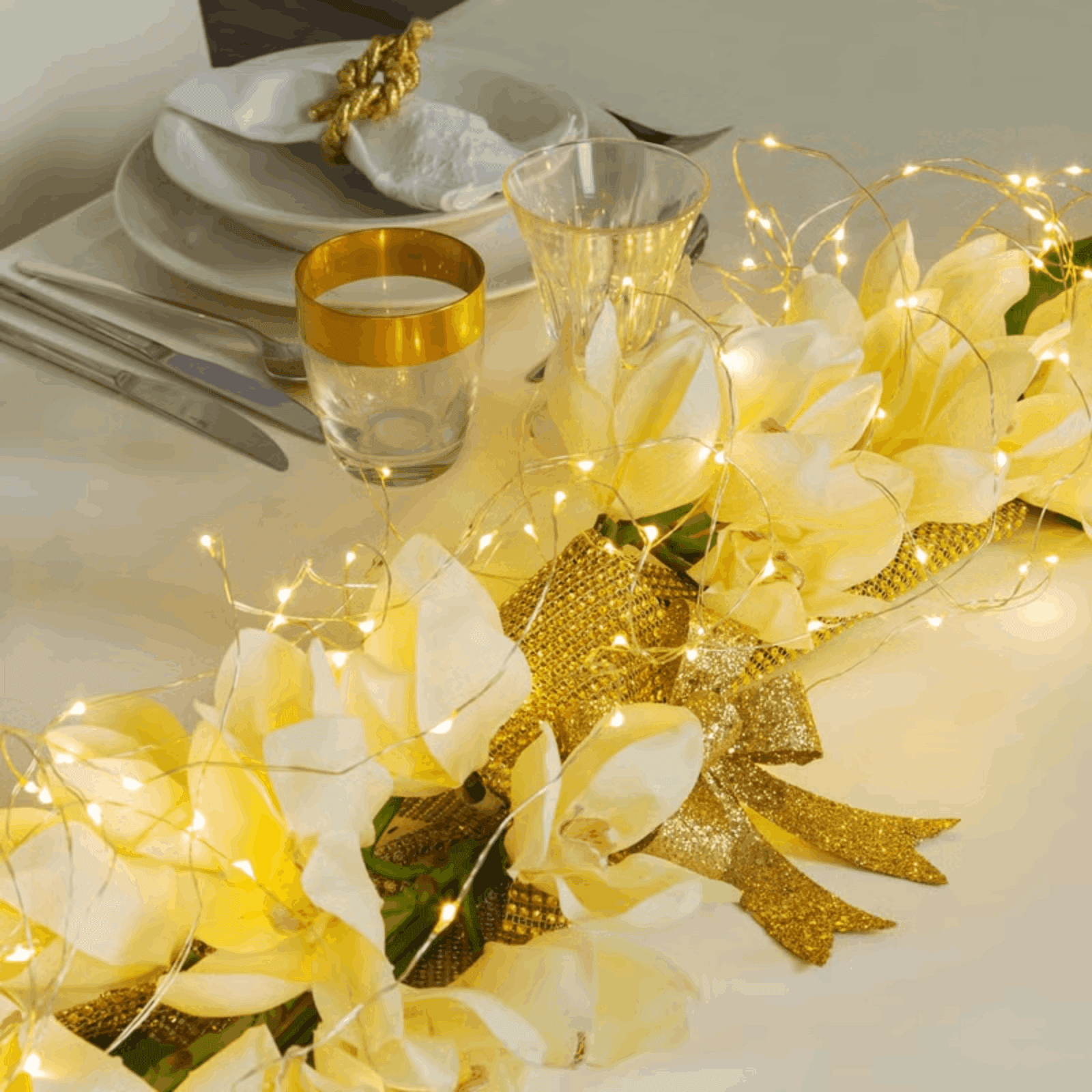 Catena di 400 microled bianco caldo per decorazioni natalizie - 4