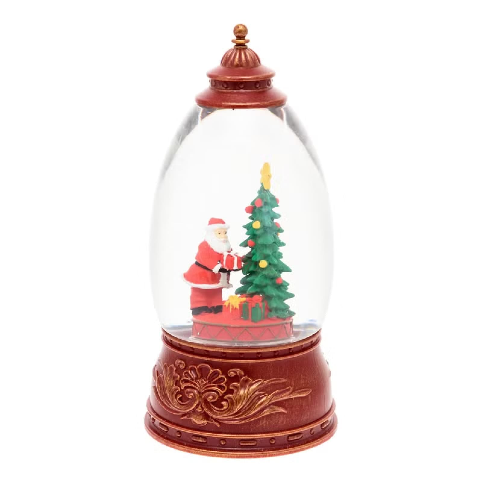 Lanterna Panorama con Albero e Babbo Natale, led bianco caldo per decorazioni