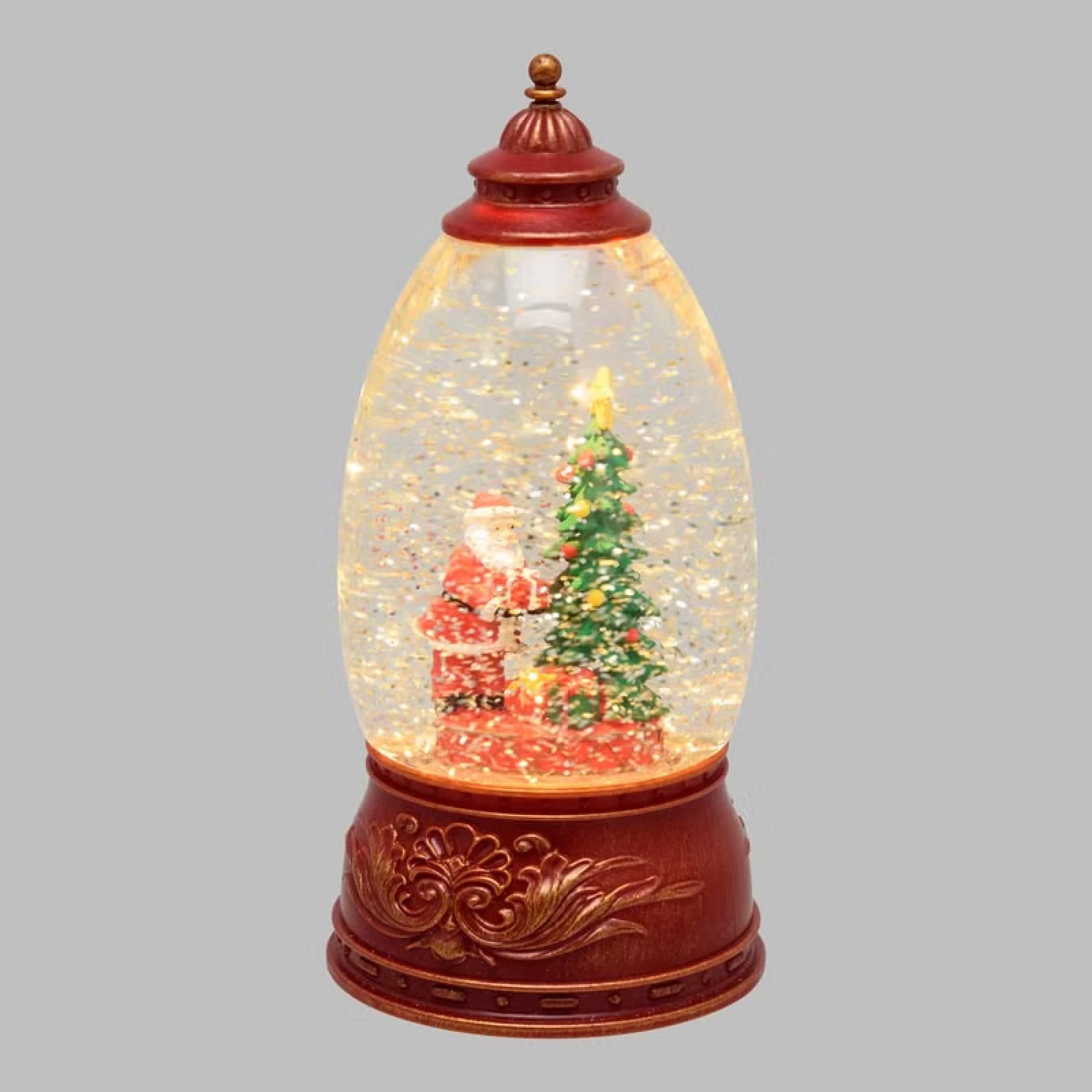 Lanterna Panorama con Albero e Babbo Natale, led bianco caldo per decorazioni - 2