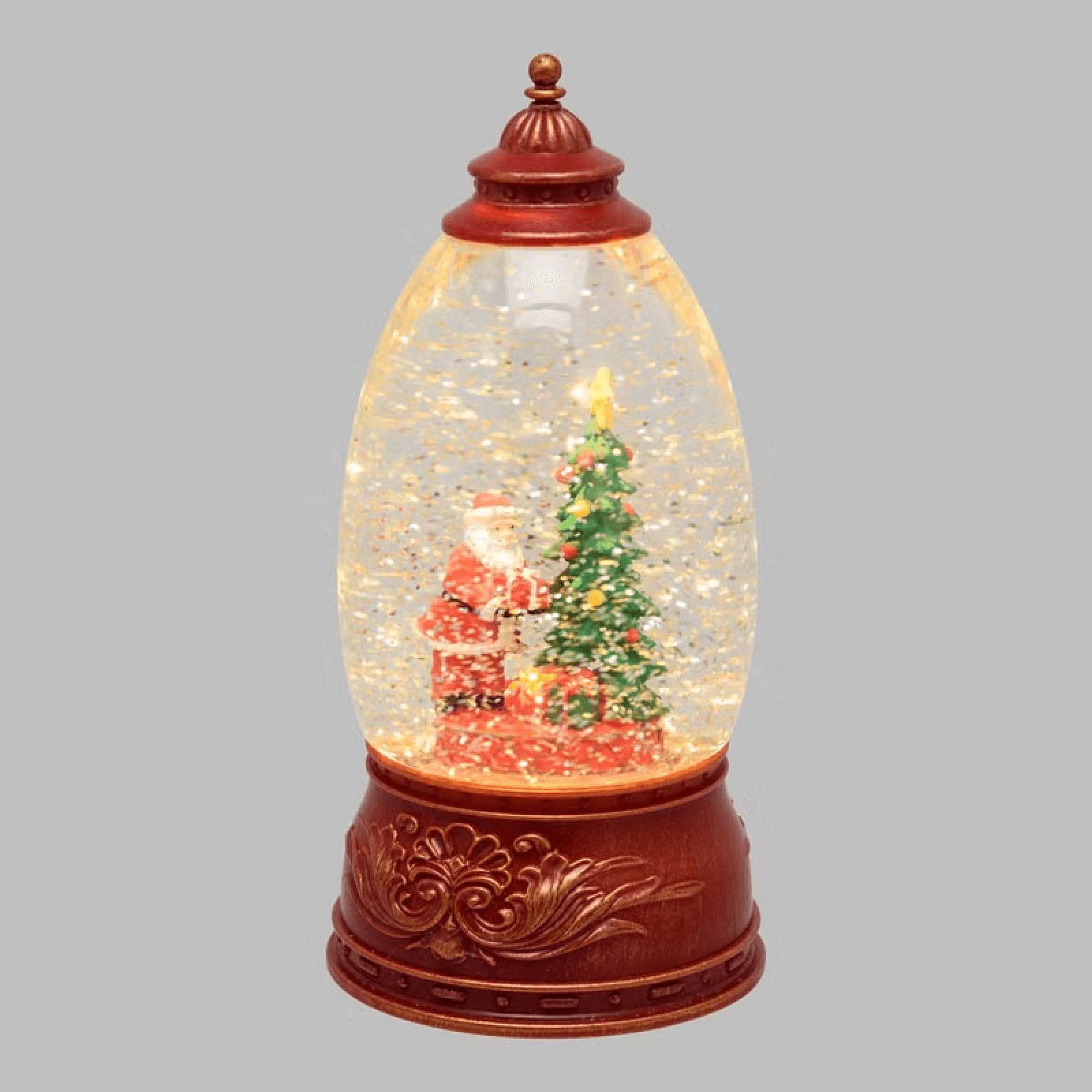 Lanterna Panorama con Albero e Babbo Natale, led bianco caldo per decorazioni - 2