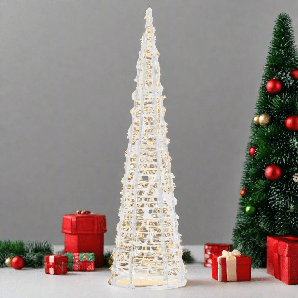 Albero cono in metallo con luce LED per decorazioni natalizie - 3