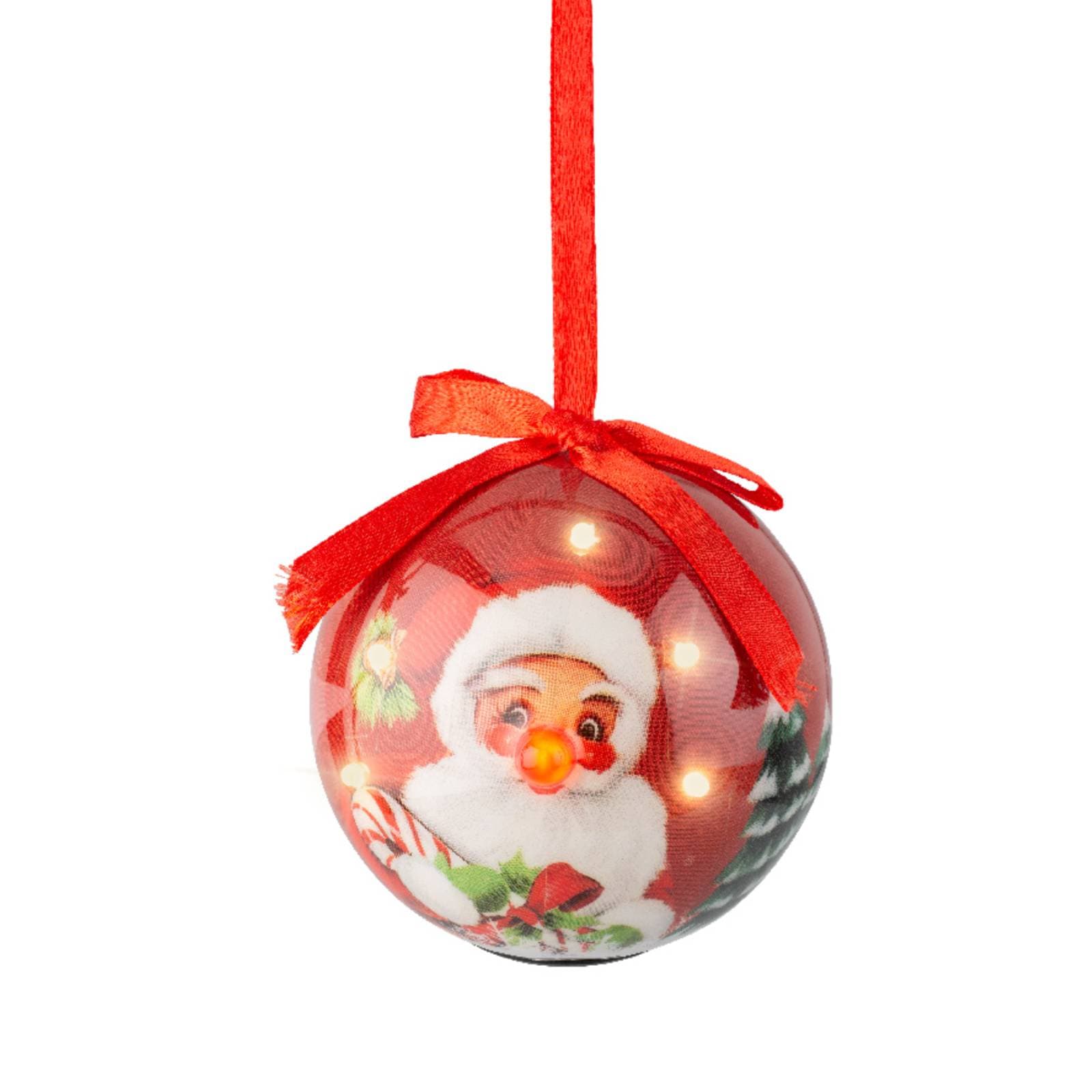 Pallina natalizia con luce led color rosso per decorazione albero di Natale, da 8 cm - 3