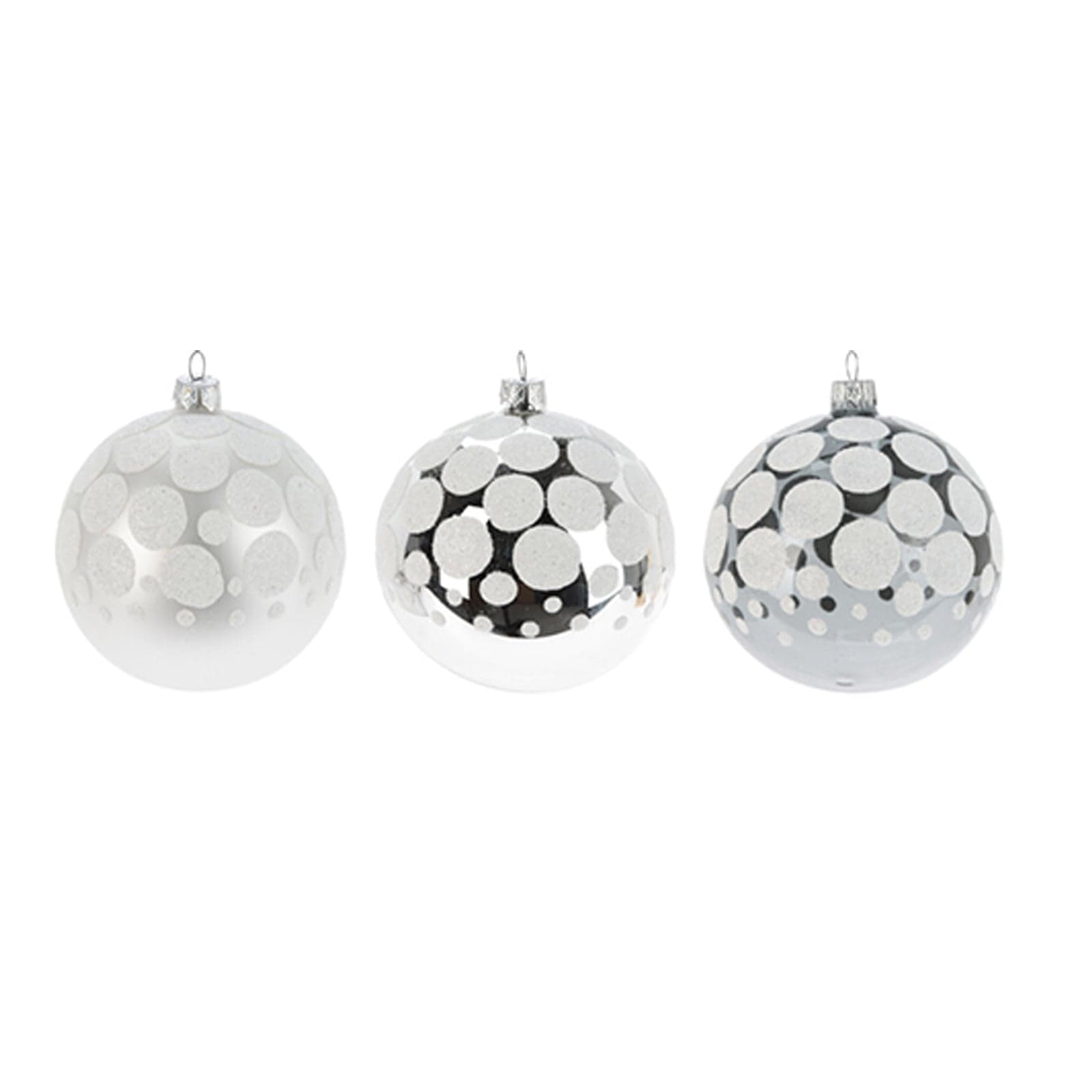 Palline per albero di Natale, in Vetro, con glitter a pois, Ø 80 mm, 12 pezzi - 2