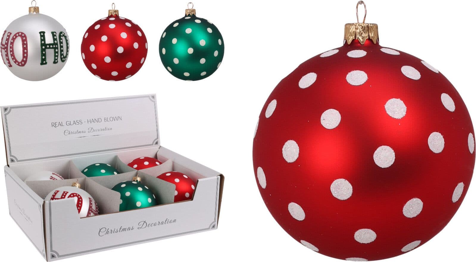Palline per albero di Natale, in Vetro, con decorazioni, Ø 100 mm, 6 pezzi - 3