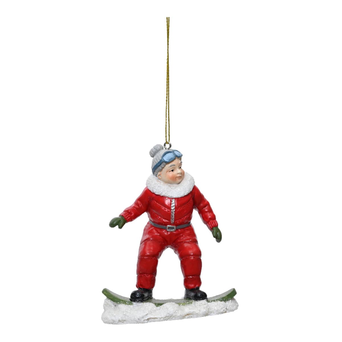 Pendaglio babbo e mamma natale che sciano per albero decorazione natalizia da 10.5 cm - 2
