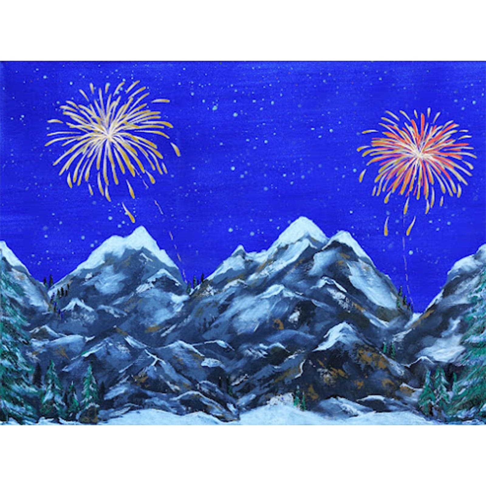Poster Canvas illuminato "Fuochi D'artificio" 76 x 56 cm