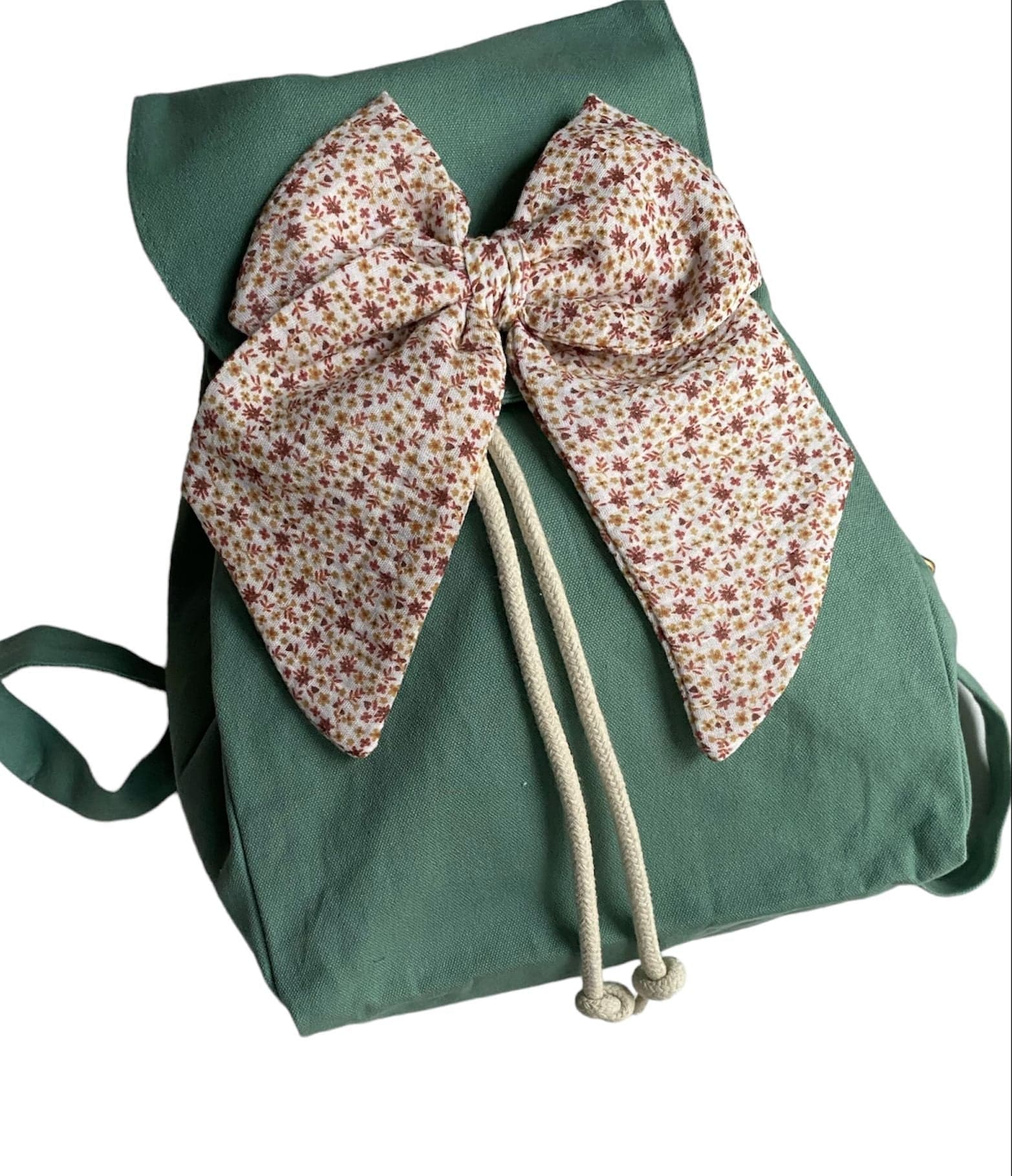 Zainetto per asilo in Cotone con fiocco, con nome personalizzabile, da 30 cm - 2
