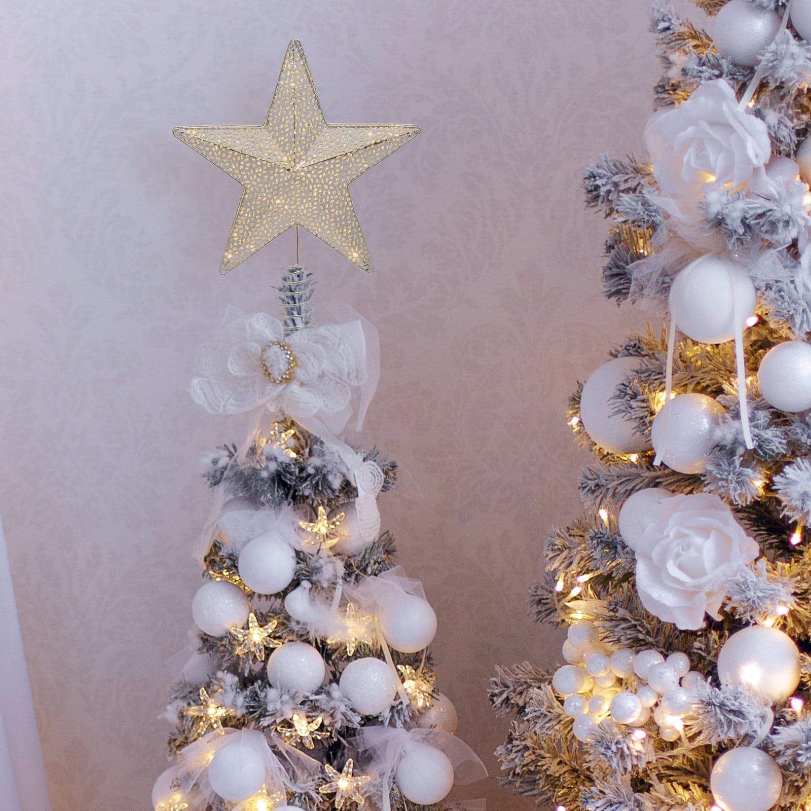 Puntale per albero di natale stella luminosa con 23 led bianco caldo addobbo natalizio Ø30 cm - 3