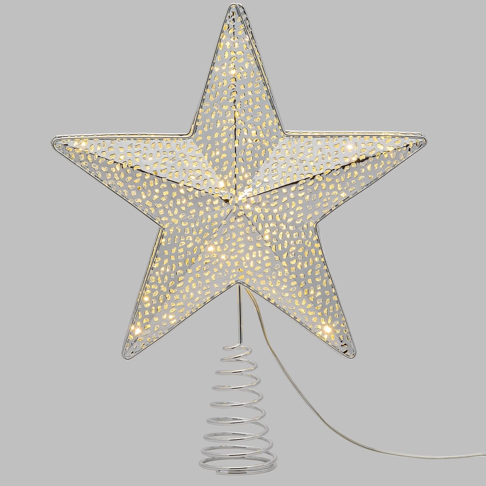 Puntale per albero di natale stella luminosa con 23 led bianco caldo addobbo natalizio Ø30 cm - 4