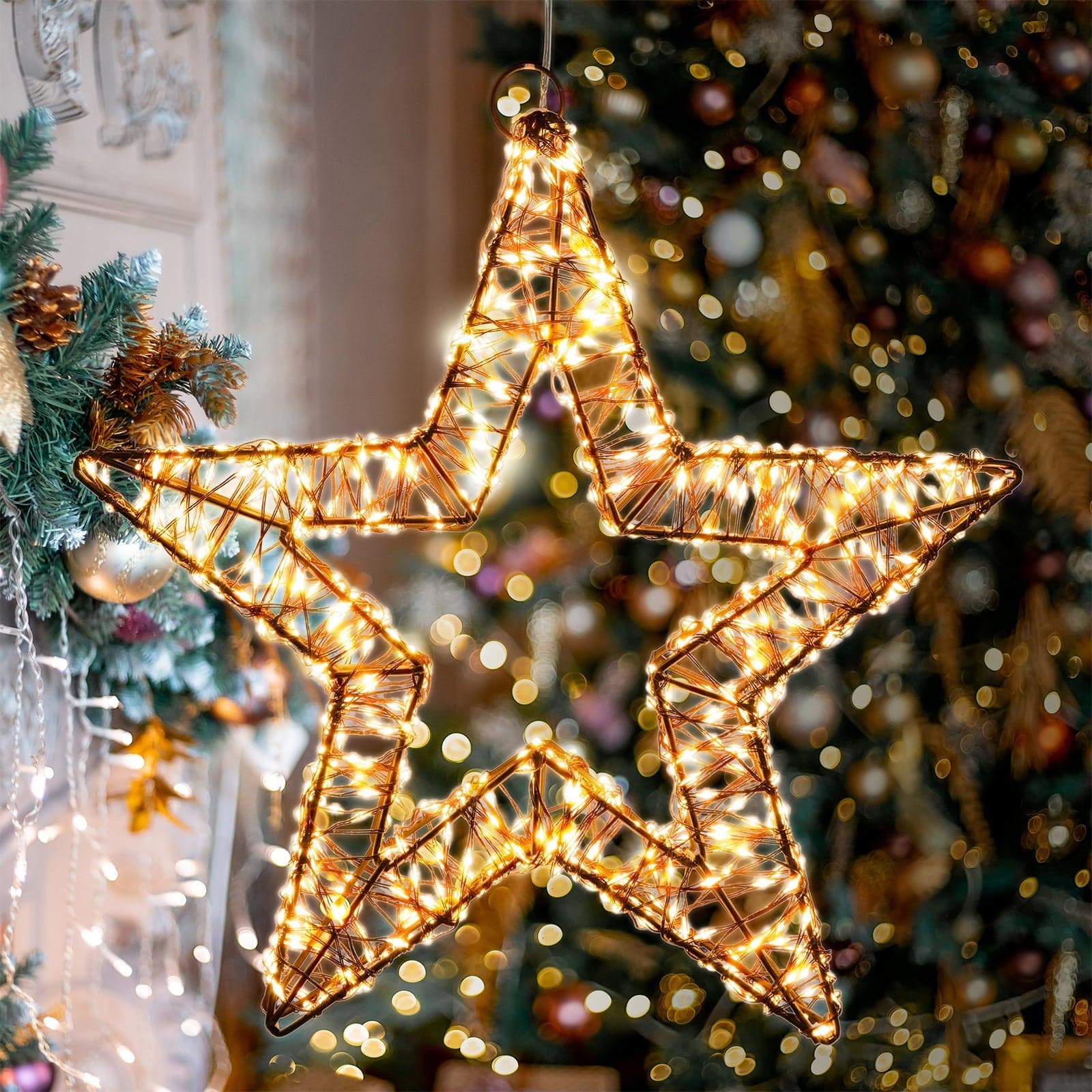 Stella di Natale luminosa a luce calda con effetto "Flashled Diamond" decorazione natalizia - 4