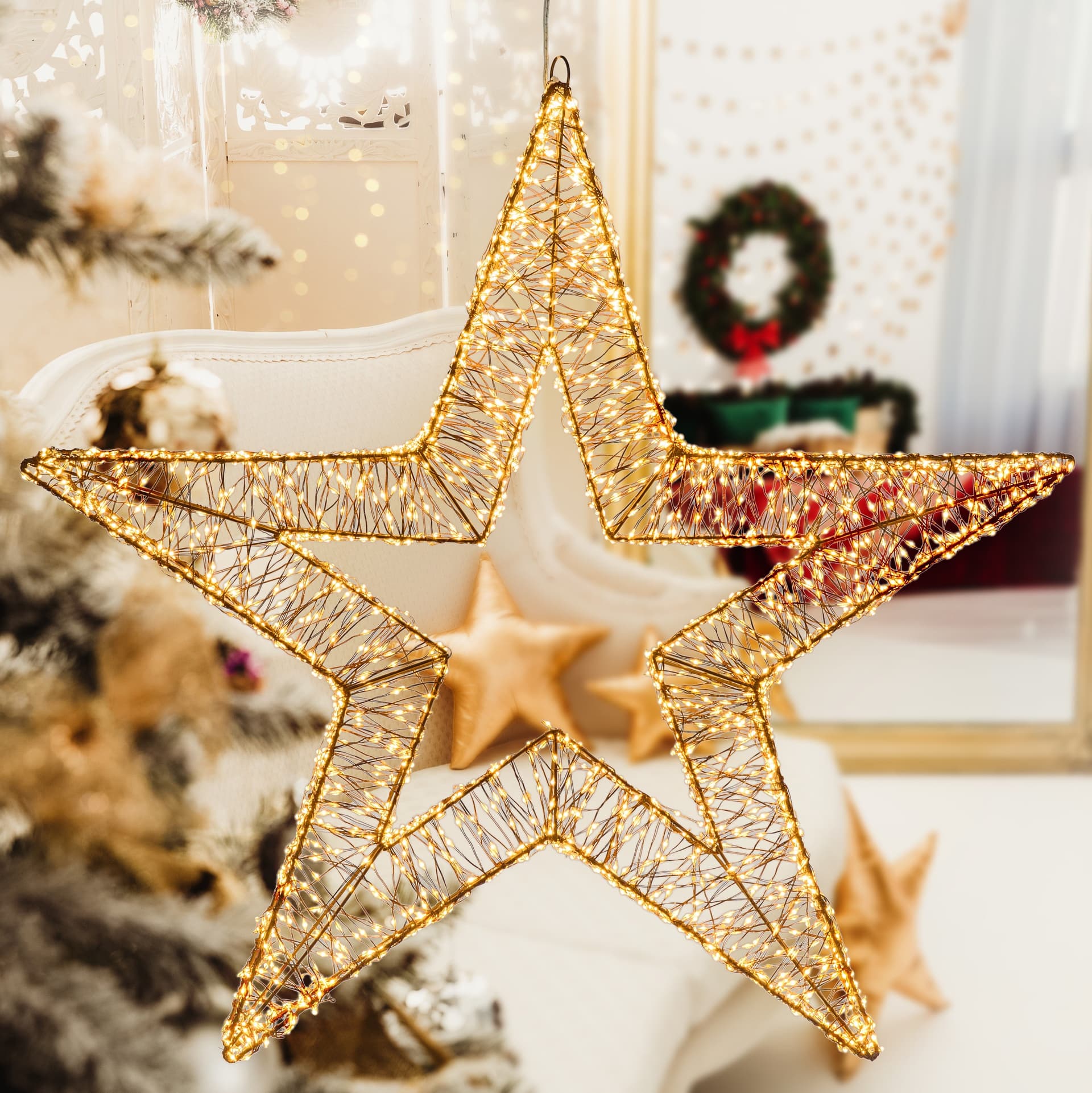 Stella di Natale luminosa a luce calda con effetto "Flashled Diamond" decorazione natalizia - 6