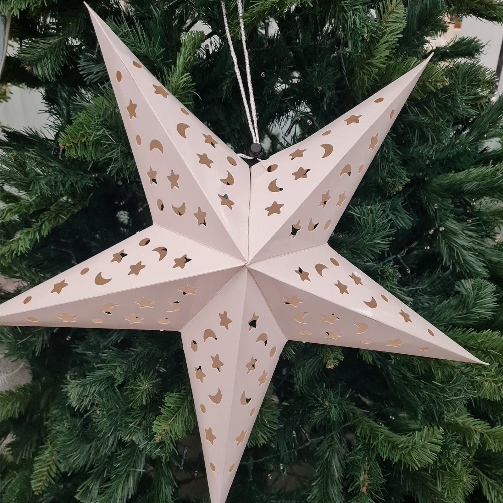 Puntale a stella tridimensionale per albero di natale in carta Bianca - 2
