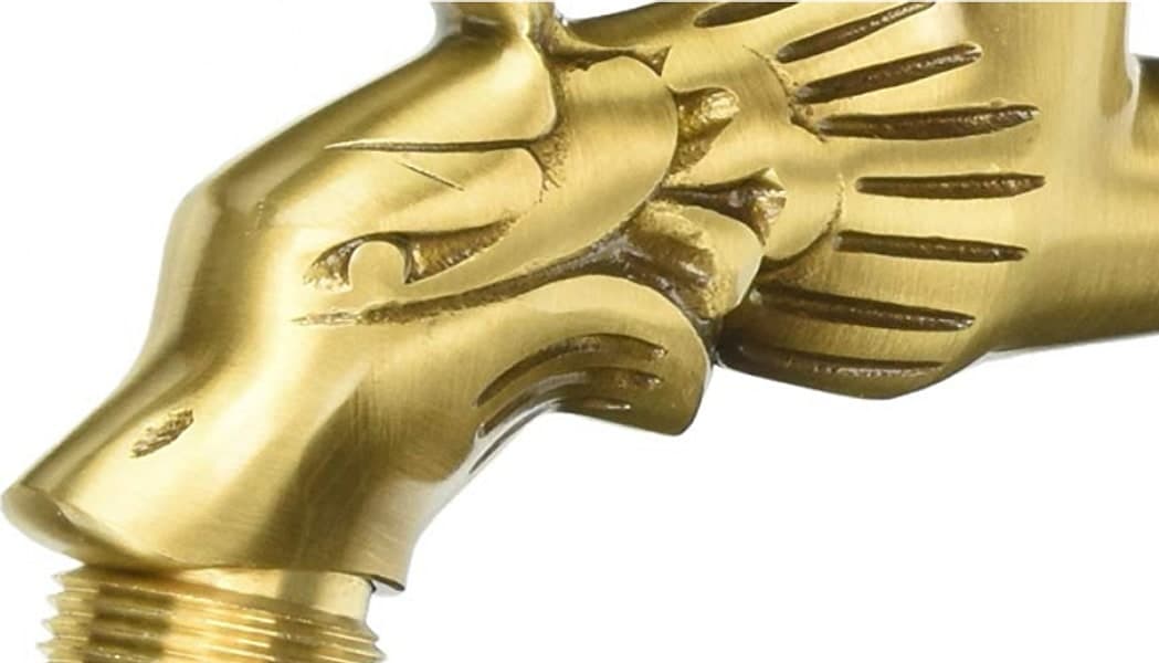 Rubinetto ornamentale in ottone antichizzato "Rinascimento" per fontane da giardino attacco 1/2" - 6