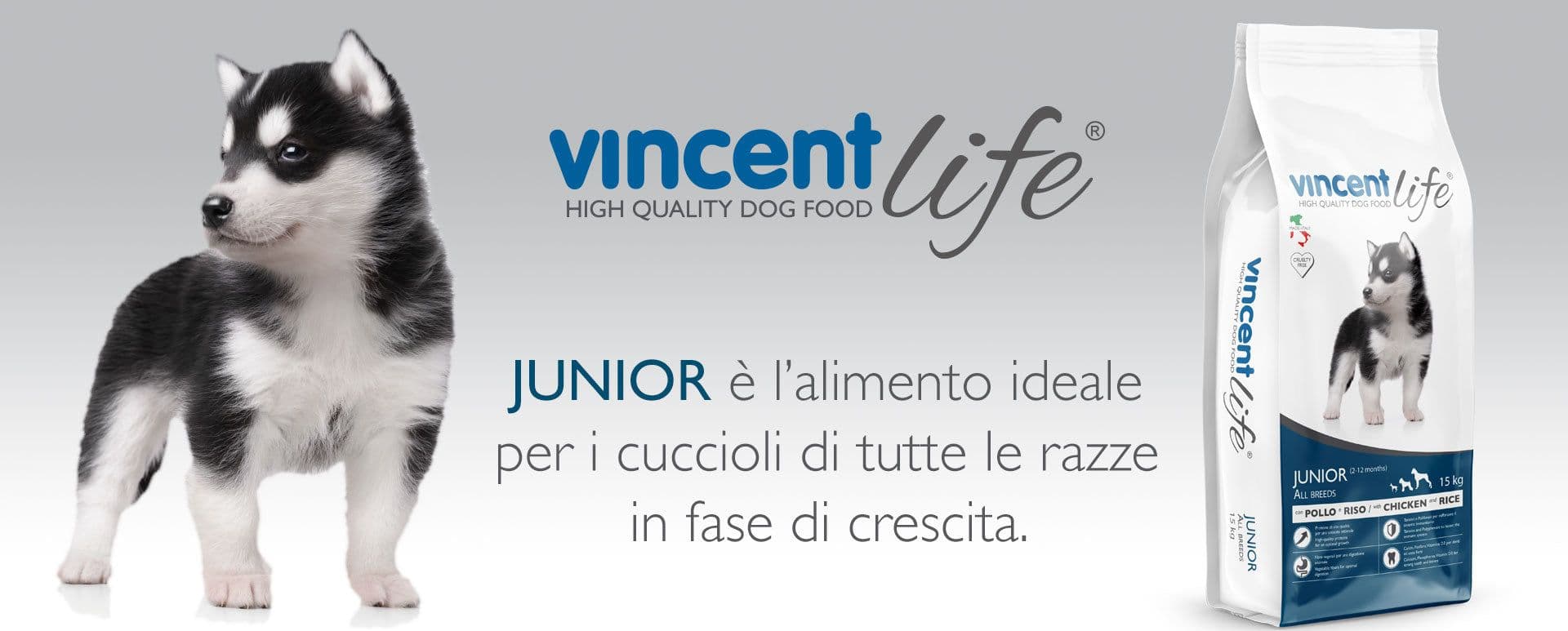 Crocchette Vincent Life Junor 15 kg per cuccioli di cane a base di Pollo, verdure e cerali - 2