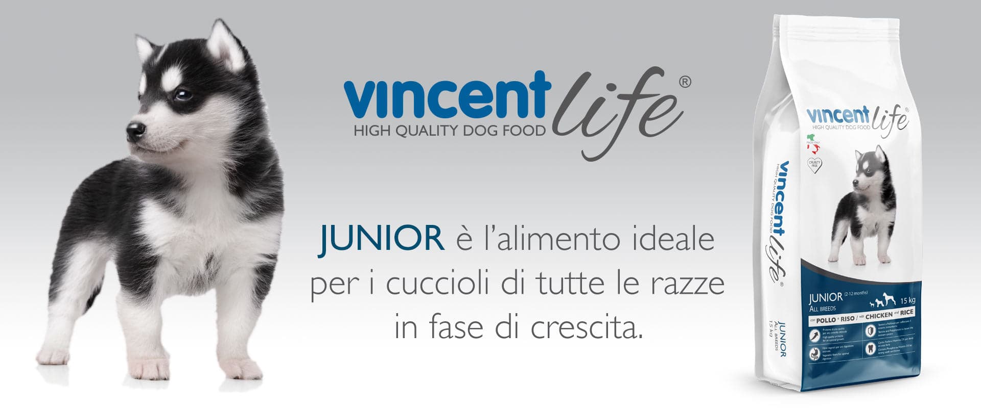 Crocchette Vincent Life Junor 15 kg per cuccioli di cane a base di Pollo, verdure e cerali - 2