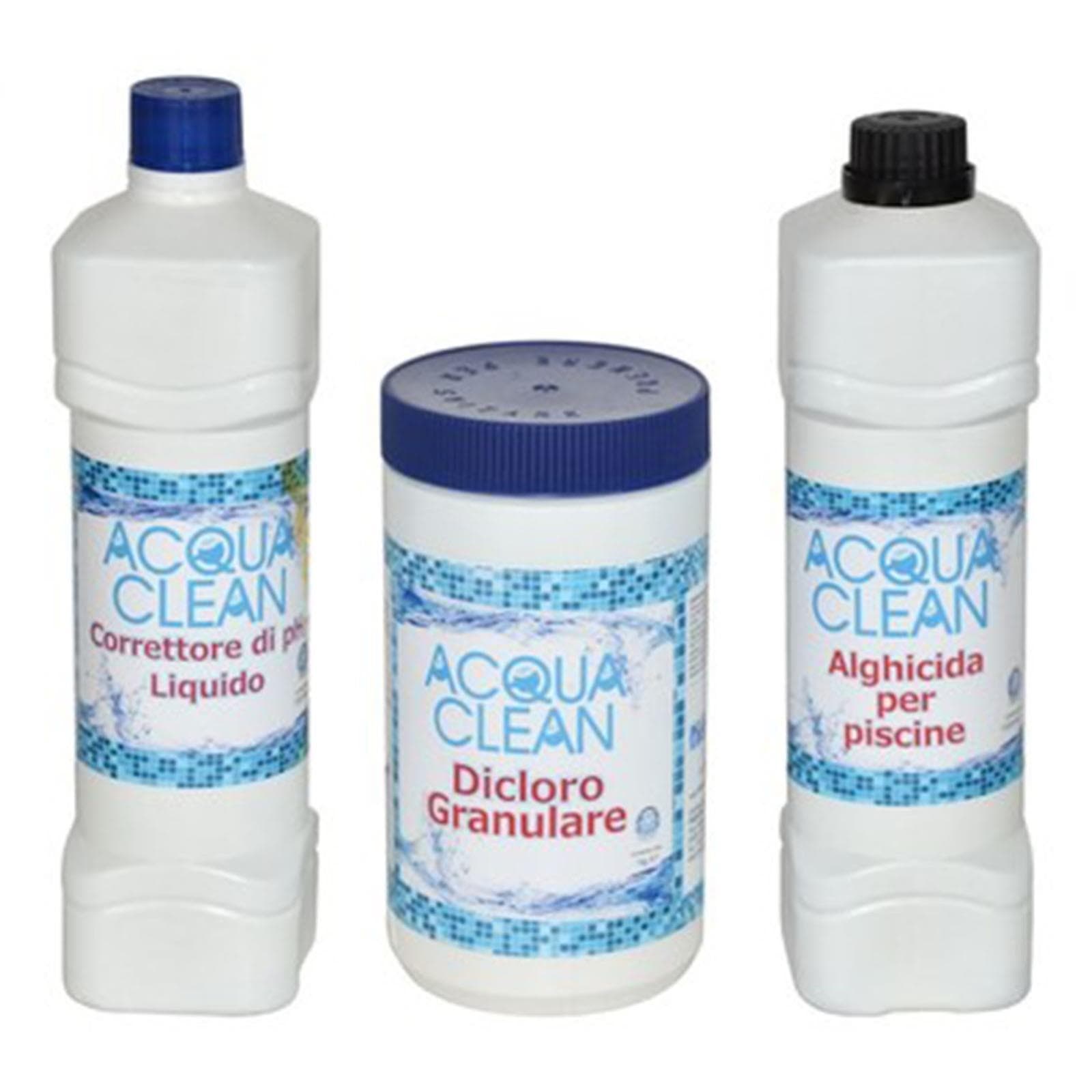 Kit di trattamento per acqua Piscina cloro granulare 60, alghicida e correttore ph +