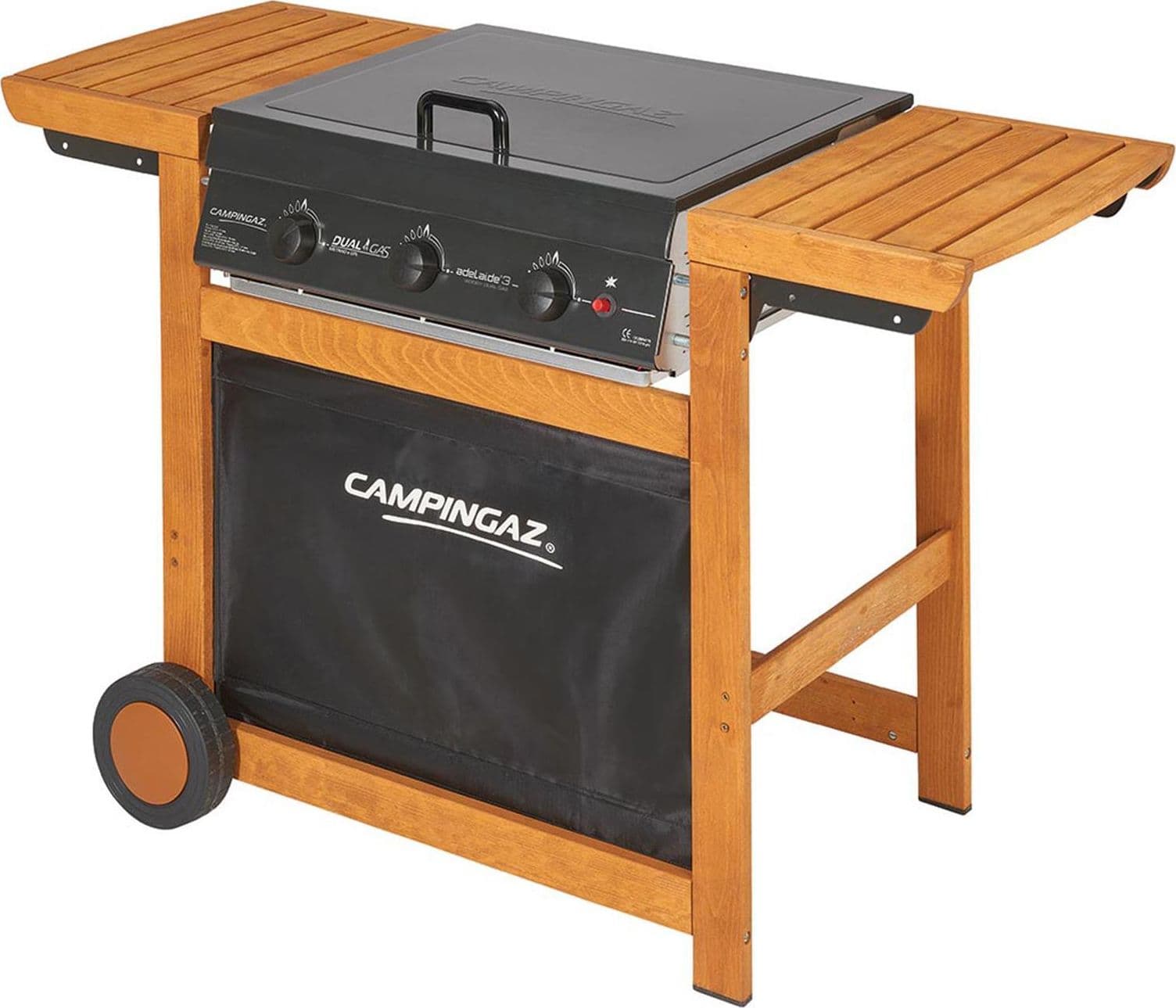 Barbecue "Adelaide 3 Woody Dual Gas" BBQ fornello brace con griglia e ruote a gas 3 bruciatori - 2