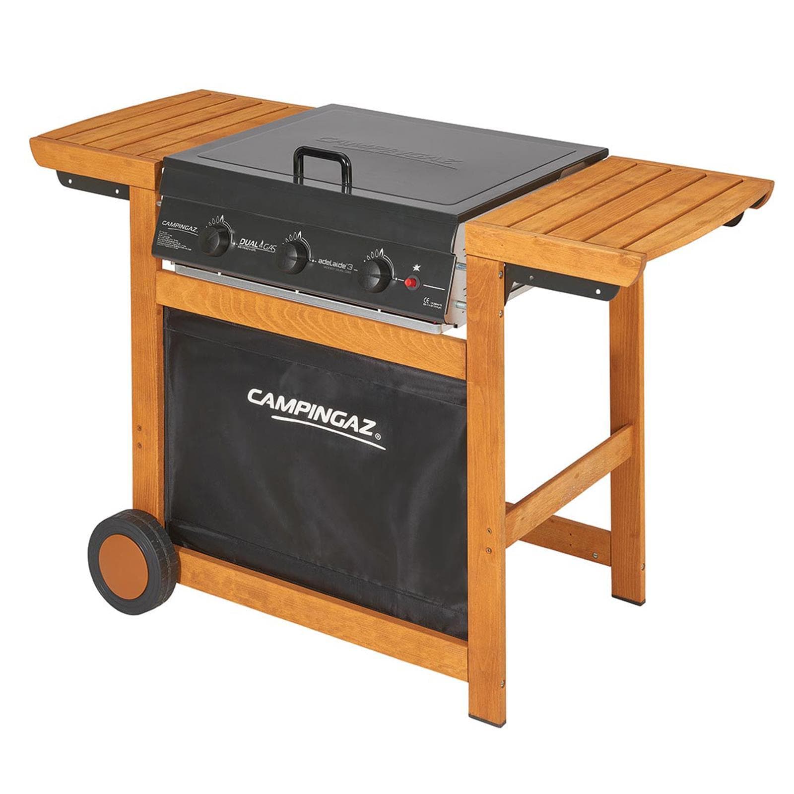 Barbecue "Adelaide 3 Woody Dual Gas" BBQ fornello brace con griglia e ruote a gas 3 bruciatori - 2