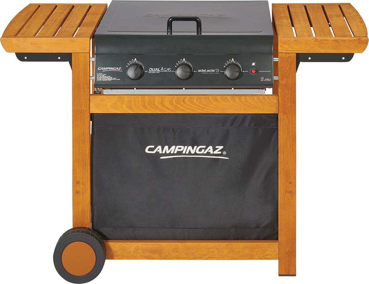 Barbecue "Adelaide 3 Woody Dual Gas" BBQ fornello brace con griglia e ruote a gas 3 bruciatori - 3