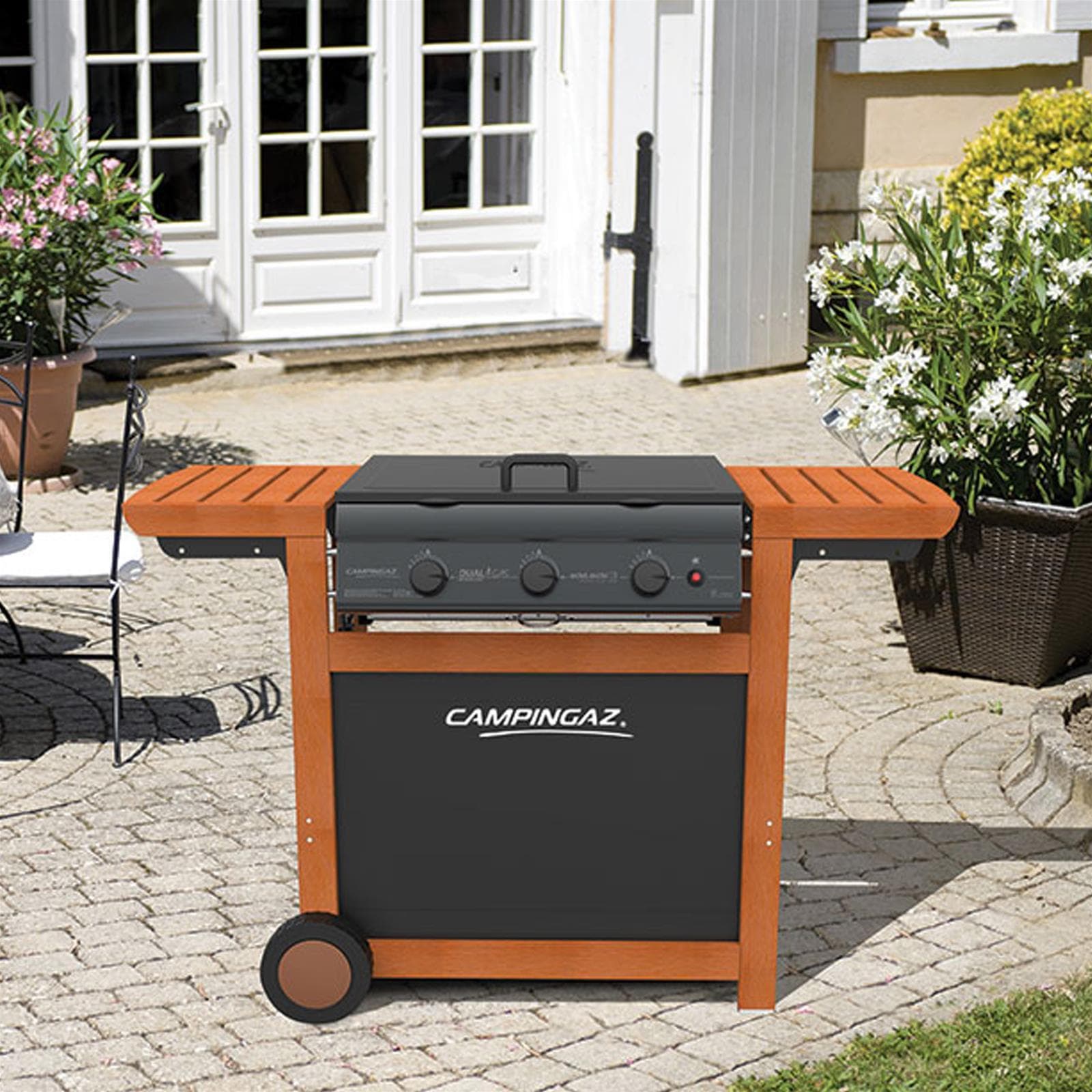 Barbecue "Adelaide 3 Woody Dual Gas" BBQ fornello brace con griglia e ruote a gas 3 bruciatori - 4