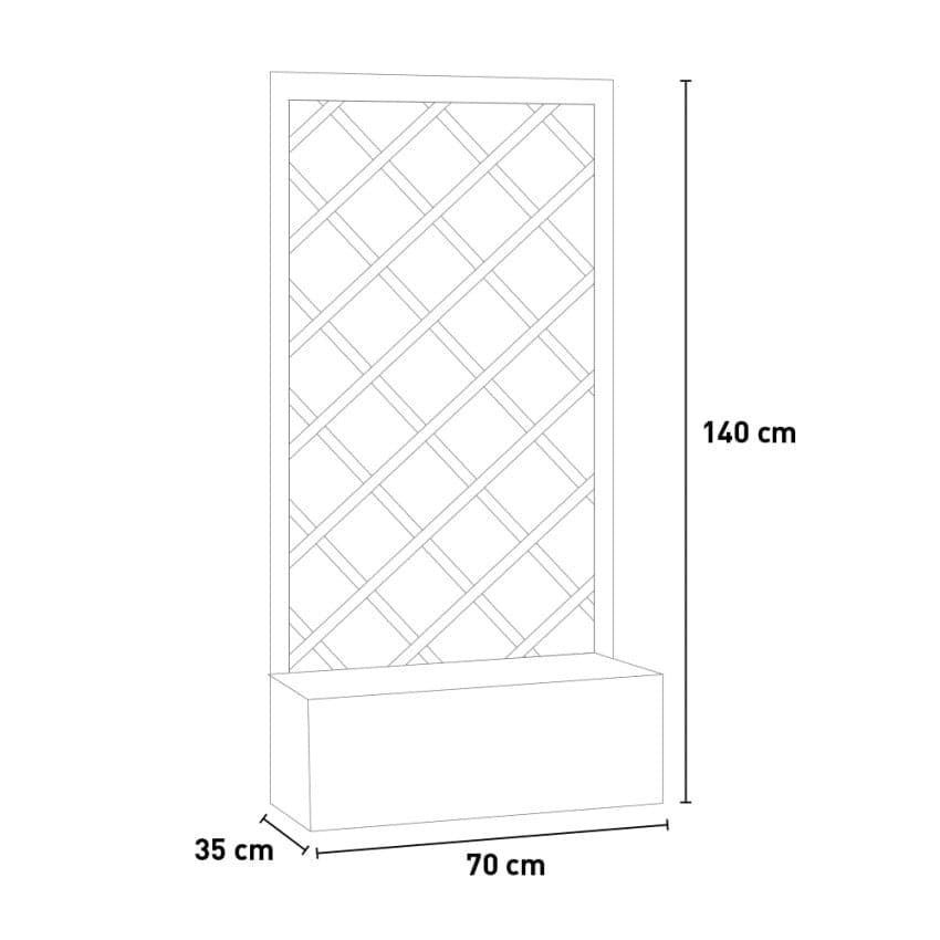 Pannello grigliato con fioriera in legno di pino naturale per recinzioni giardino e terrazzo h 140 cm - 4