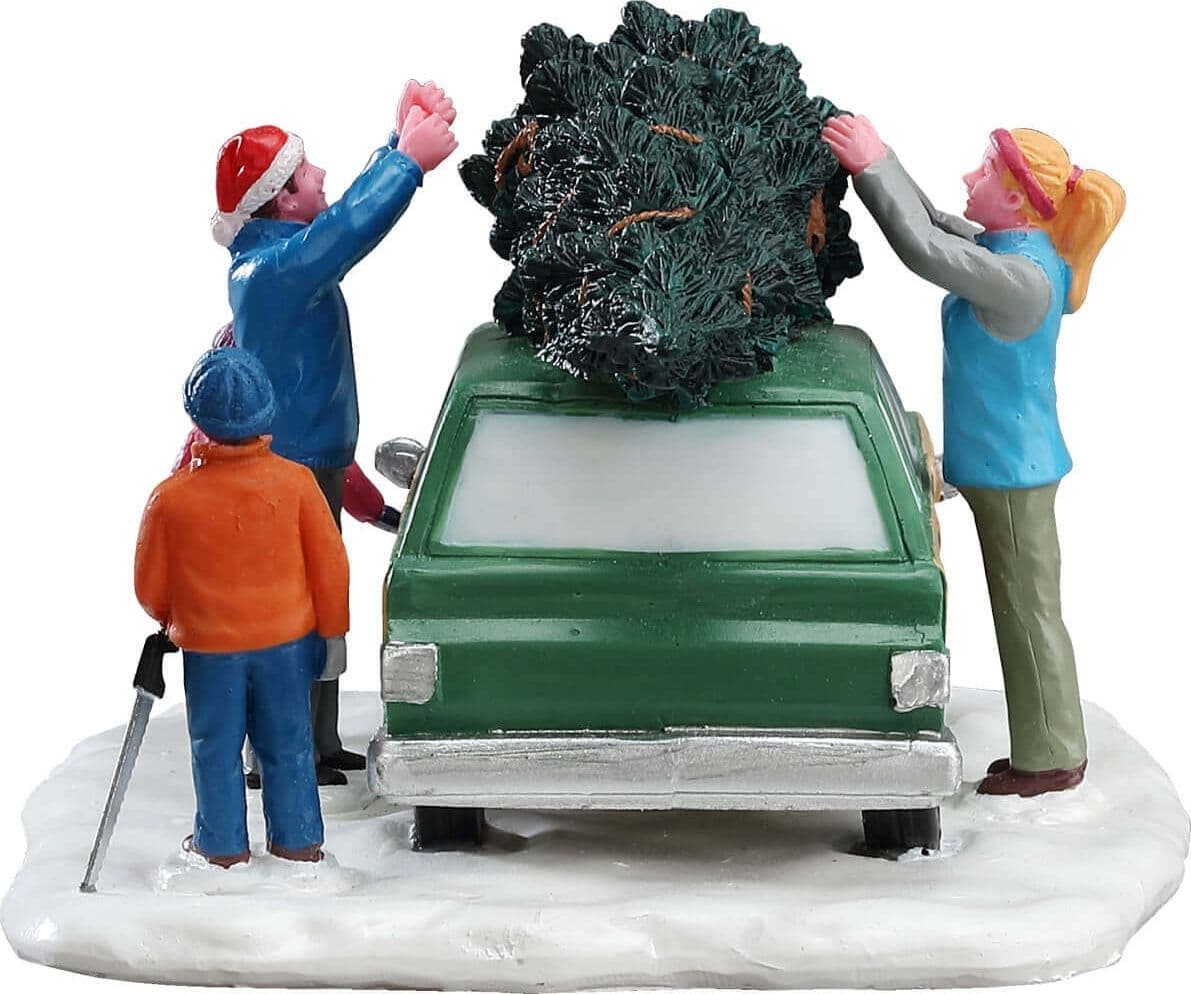 Decorazione "Trasporto dell'albero di Natale" per Villaggio di Natale e presepe, in Resina da h 11 cm - 2