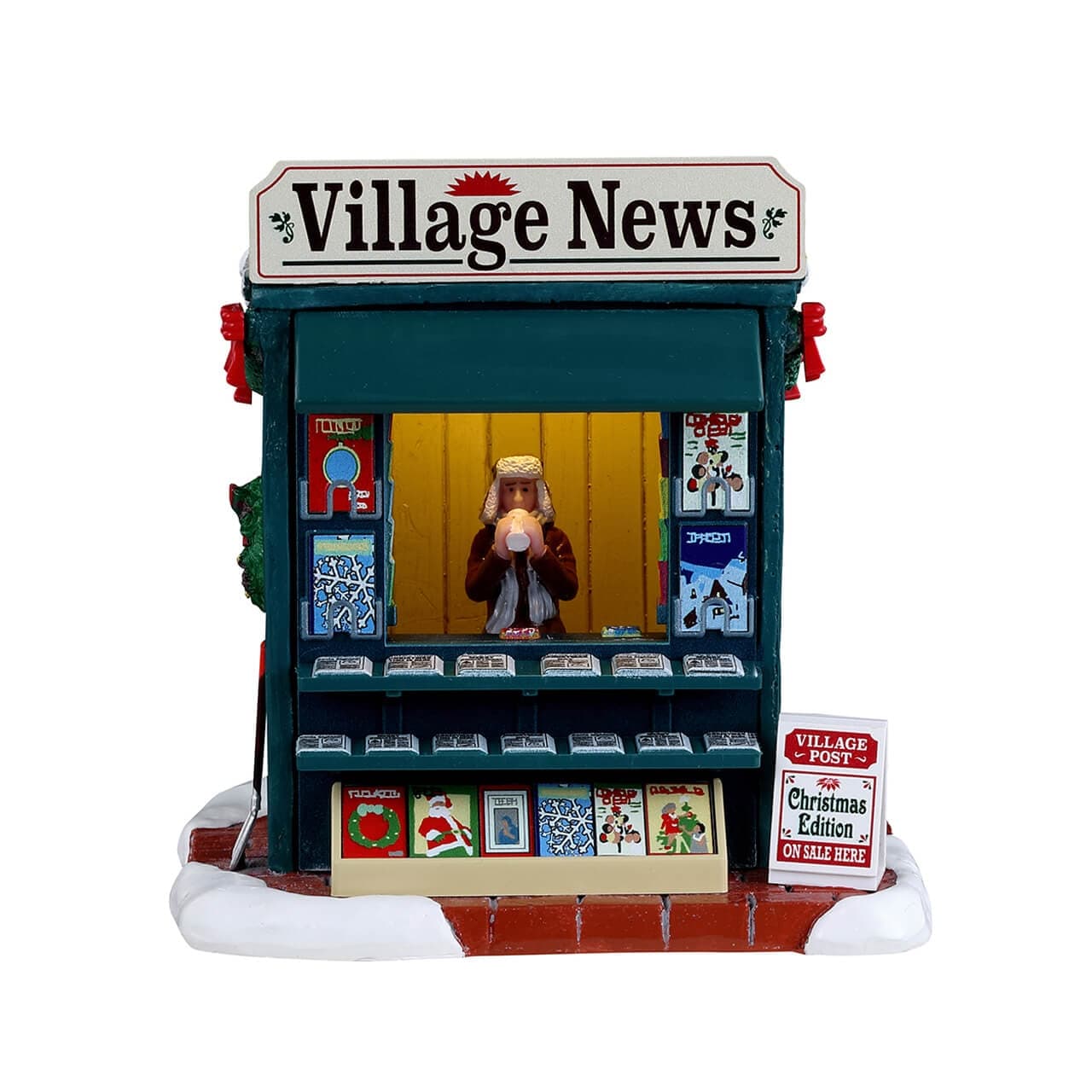 Decorazione "Giornata di buone notizie" per Villaggio di Natale e presepe, in Resina da h 11,5 cm - 5