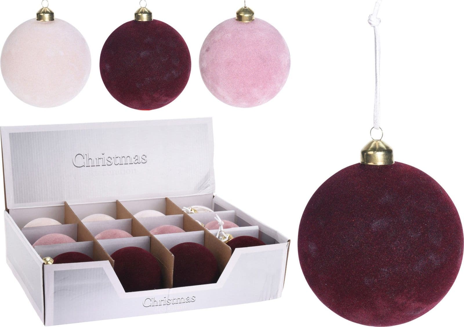 Palline per albero di natale in velluto pendaglio decorato Tinta Unita - 2