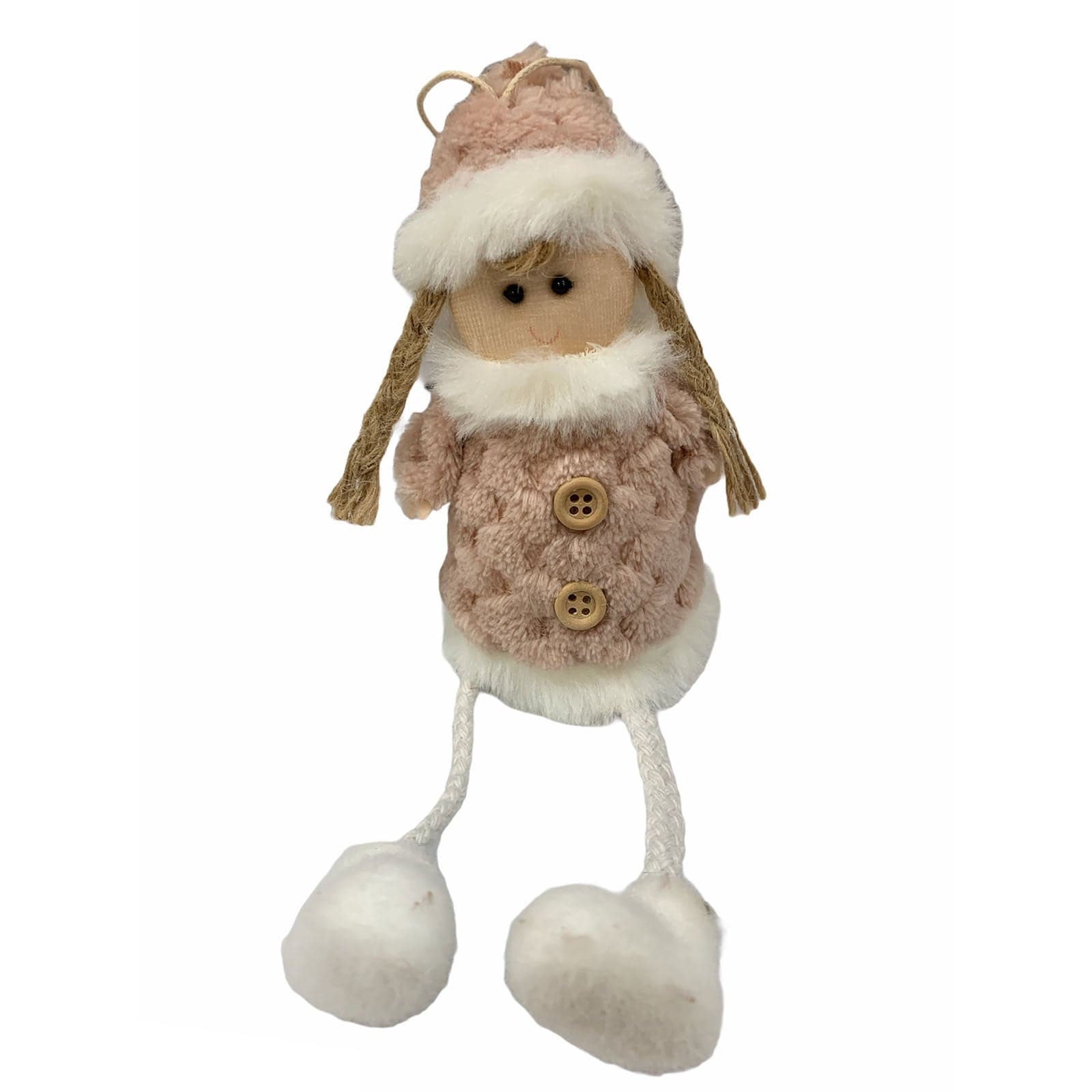 Pendaglio bambolina in pezza h 16 cm, pallina per Albero di Natale addobbi natalizi - 1
