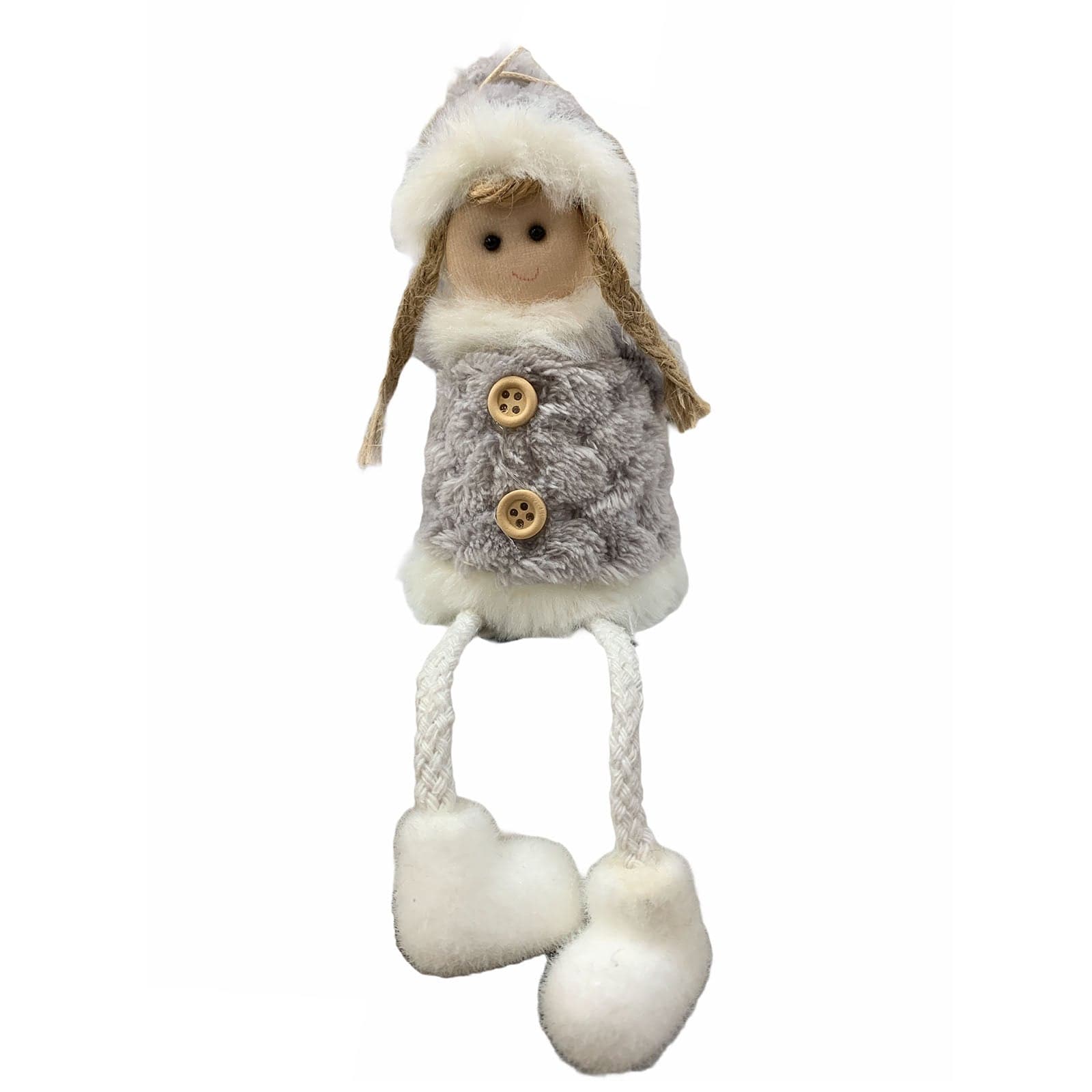 Pendaglio bambolina in pezza h 16 cm, pallina per Albero di Natale addobbi natalizi - 3