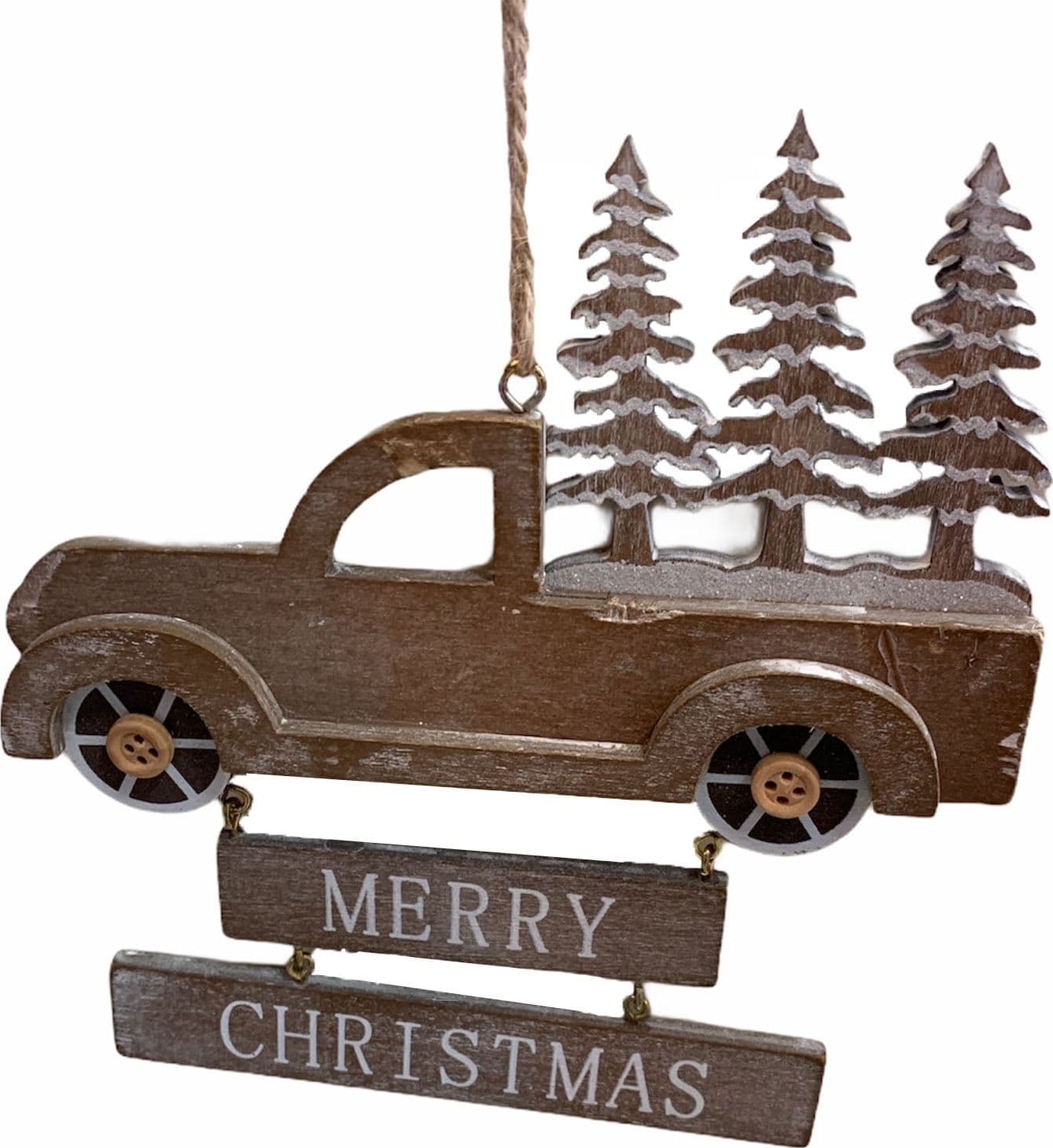 Pendaglio Camion in legno merry x-mas h 15 cm per albero di natale - 2