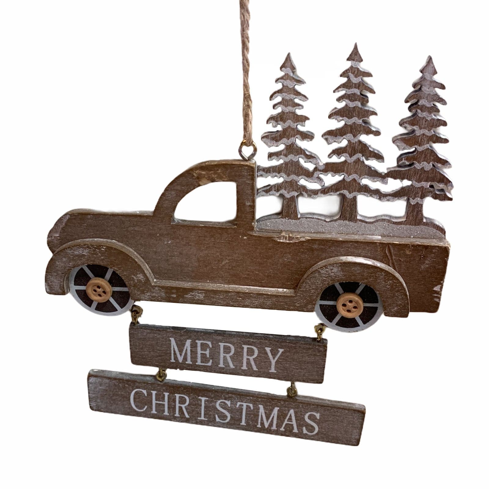 Pendaglio Camion in legno merry x-mas h 15 cm per albero di natale - 2