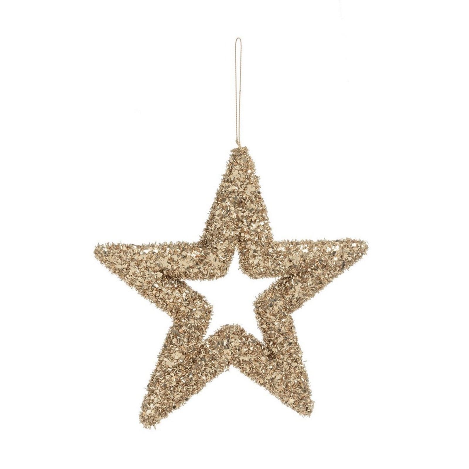 Pendaglio Stella "Angelica" Champagne tinta unita per albero di Natale moderno - 2