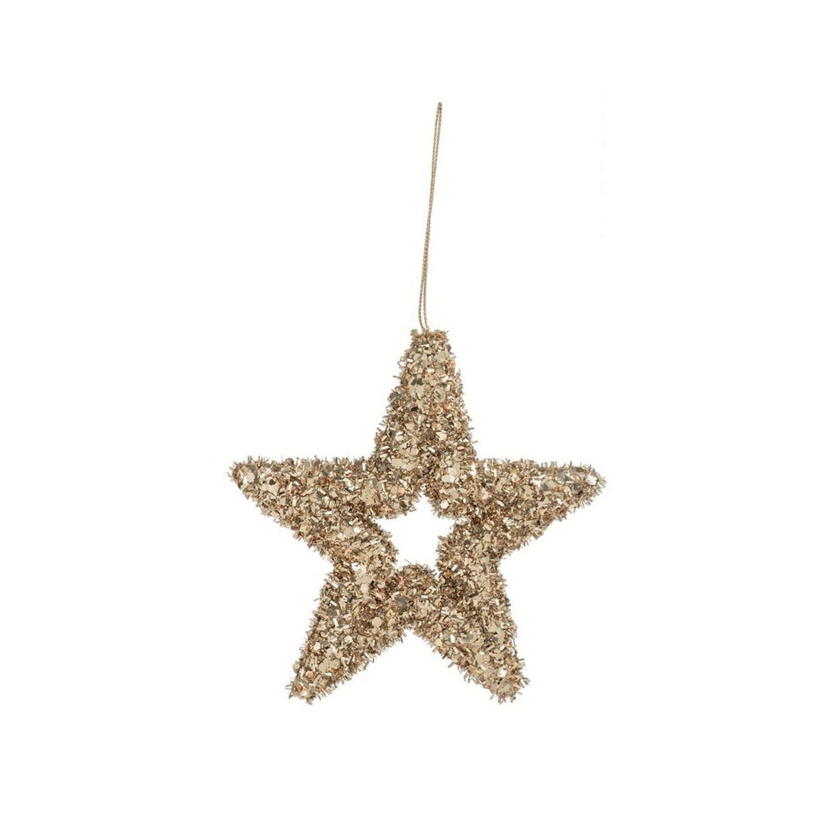 Pendaglio Stella "Angelica" Champagne tinta unita per albero di Natale moderno - 3