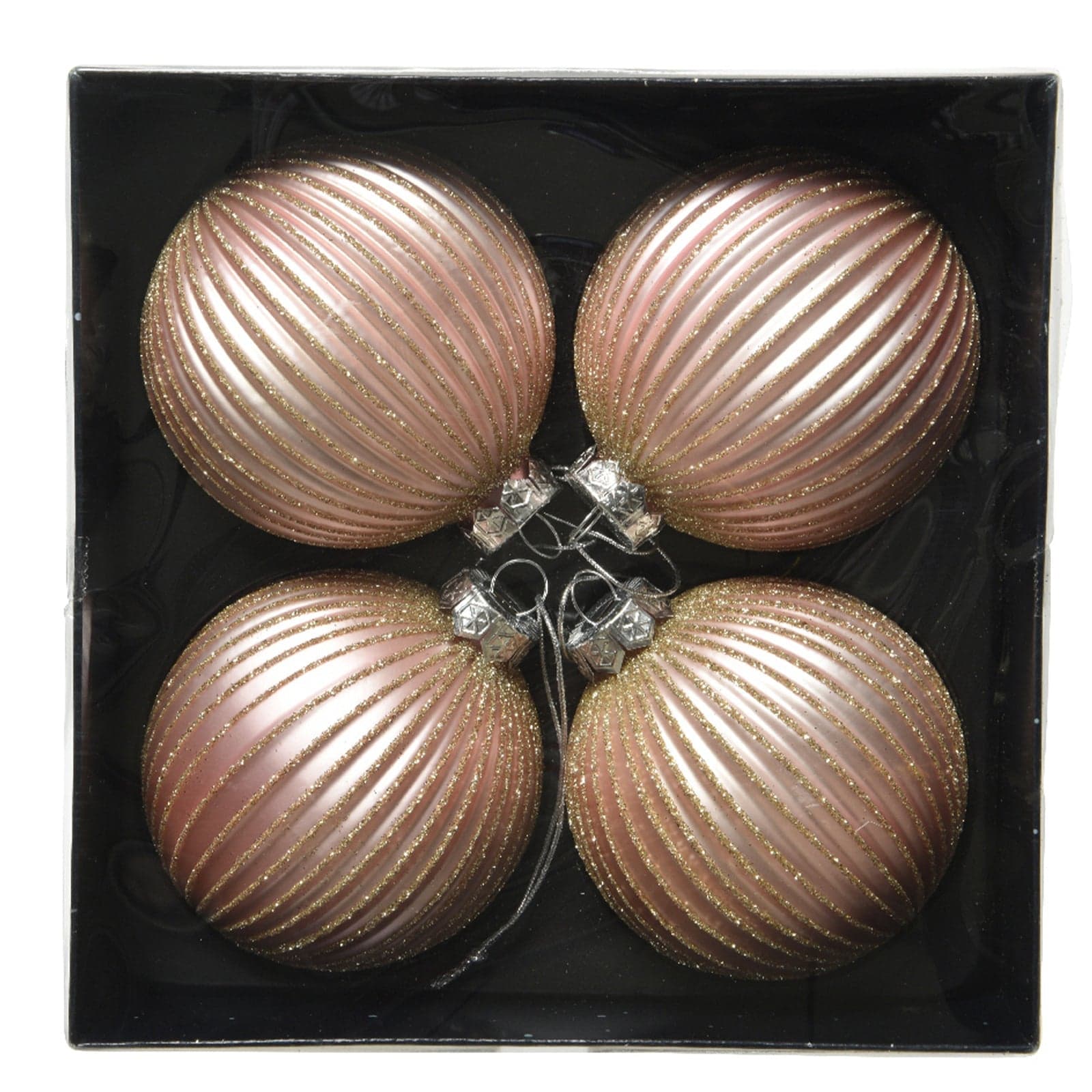 Palline per albero di Natale in vetro con righe da 8 cm, confezione da 4 pezzi - 2
