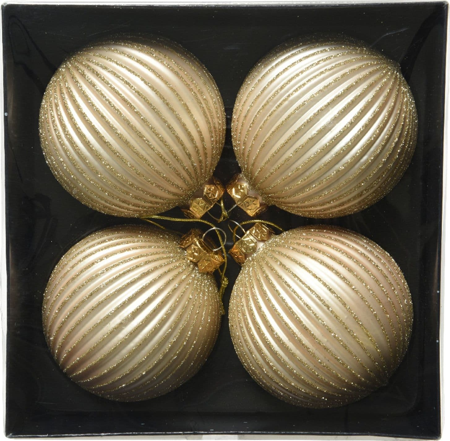 Palline per albero di Natale in vetro con righe da 8 cm, confezione da 4 pezzi - 3