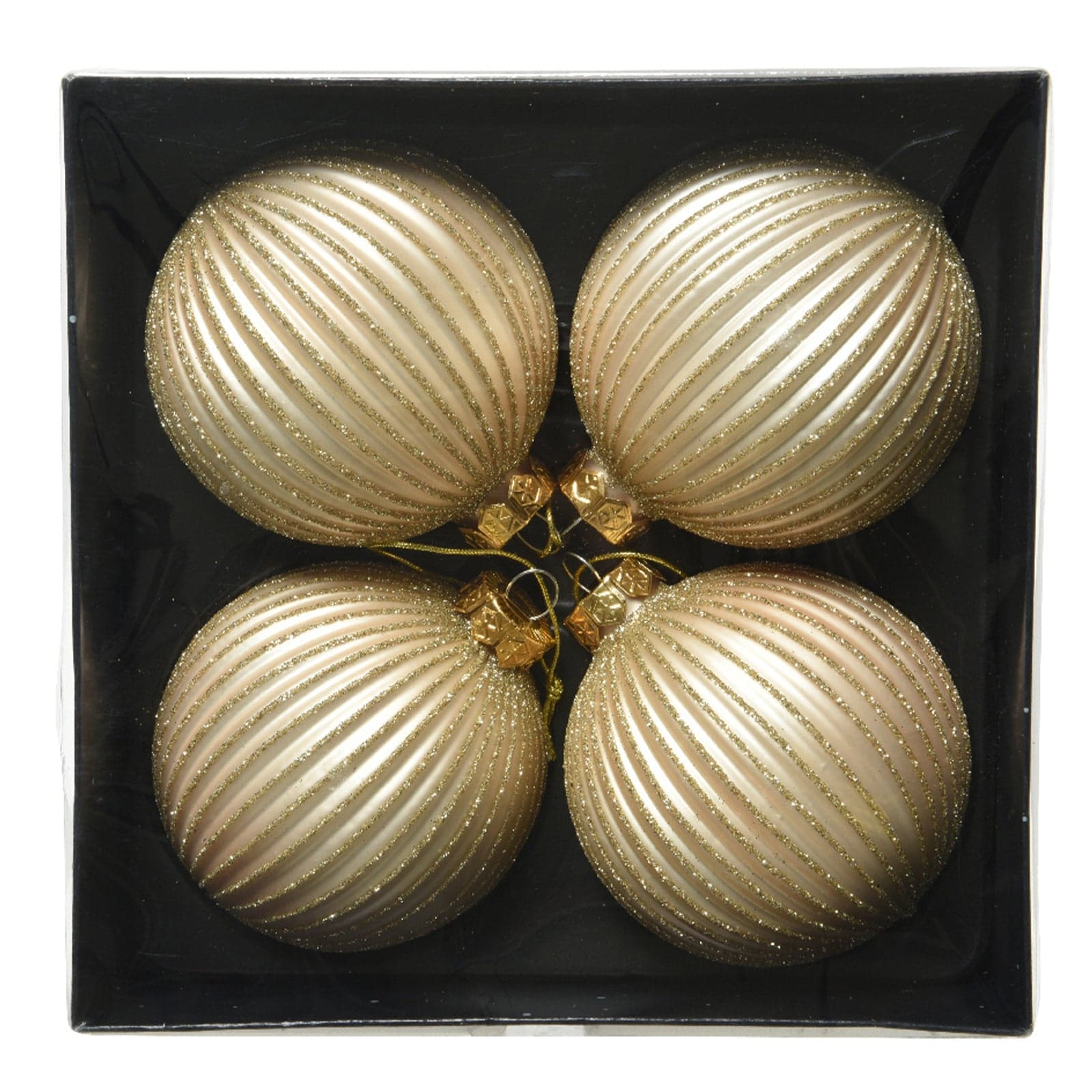 Palline per albero di Natale in vetro con righe da 8 cm, confezione da 4 pezzi - 3