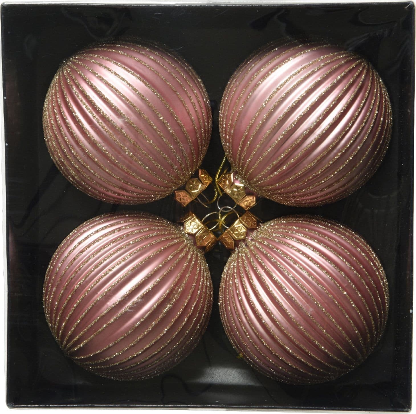 Palline per albero di Natale in vetro con righe da 8 cm, confezione da 4 pezzi - 4