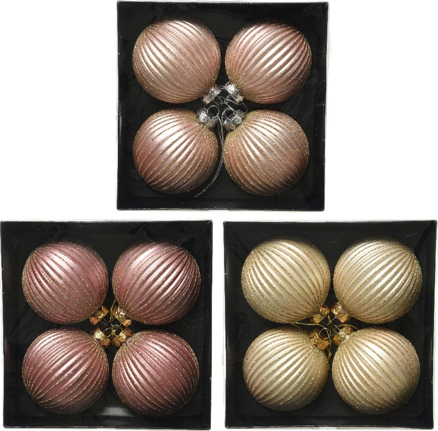 Palline per albero di Natale in vetro con righe da 8 cm, confezione da 4 pezzi - 5