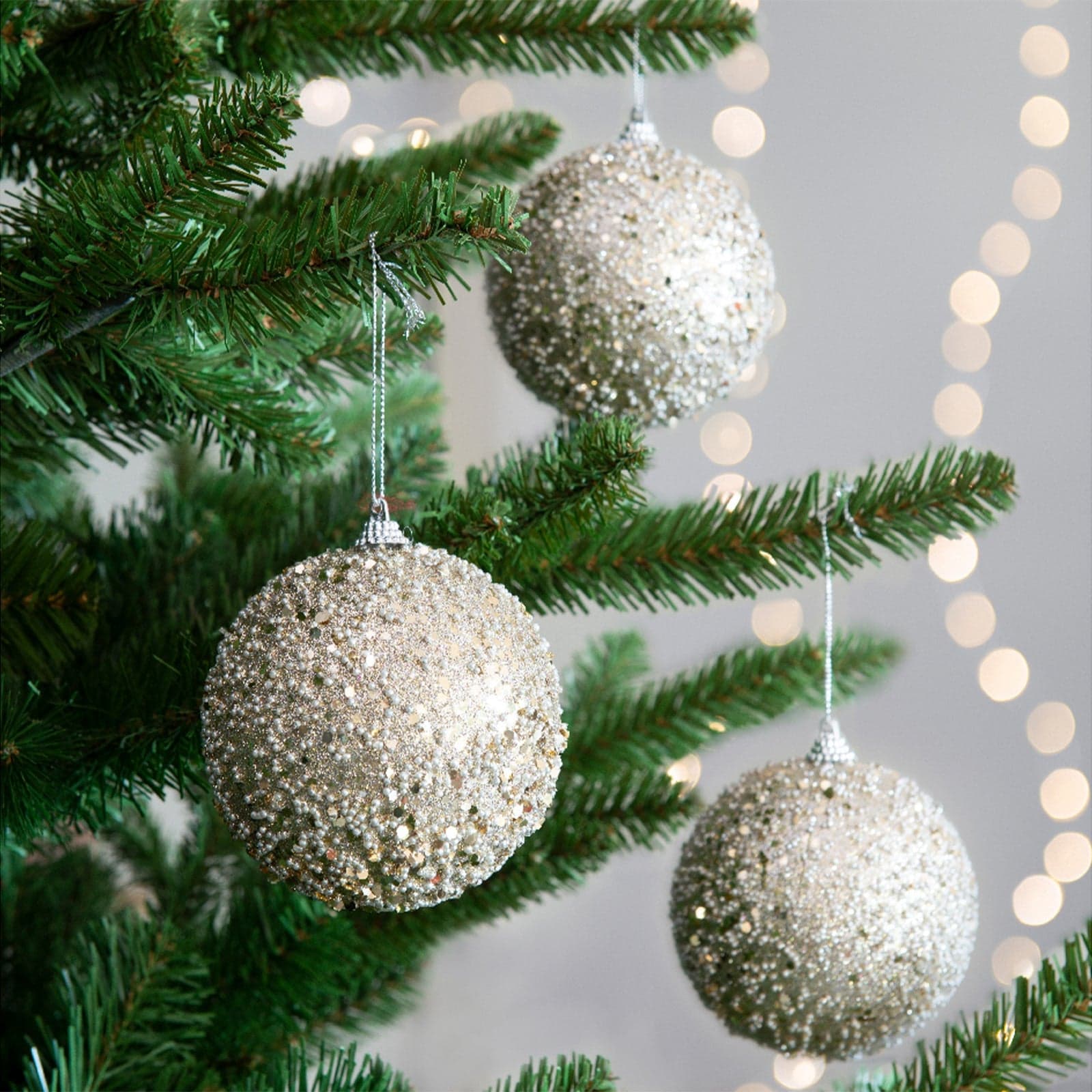 Palline per albero di Natale in foam decorate con Glitter, confezione da 12 pezzi - 2