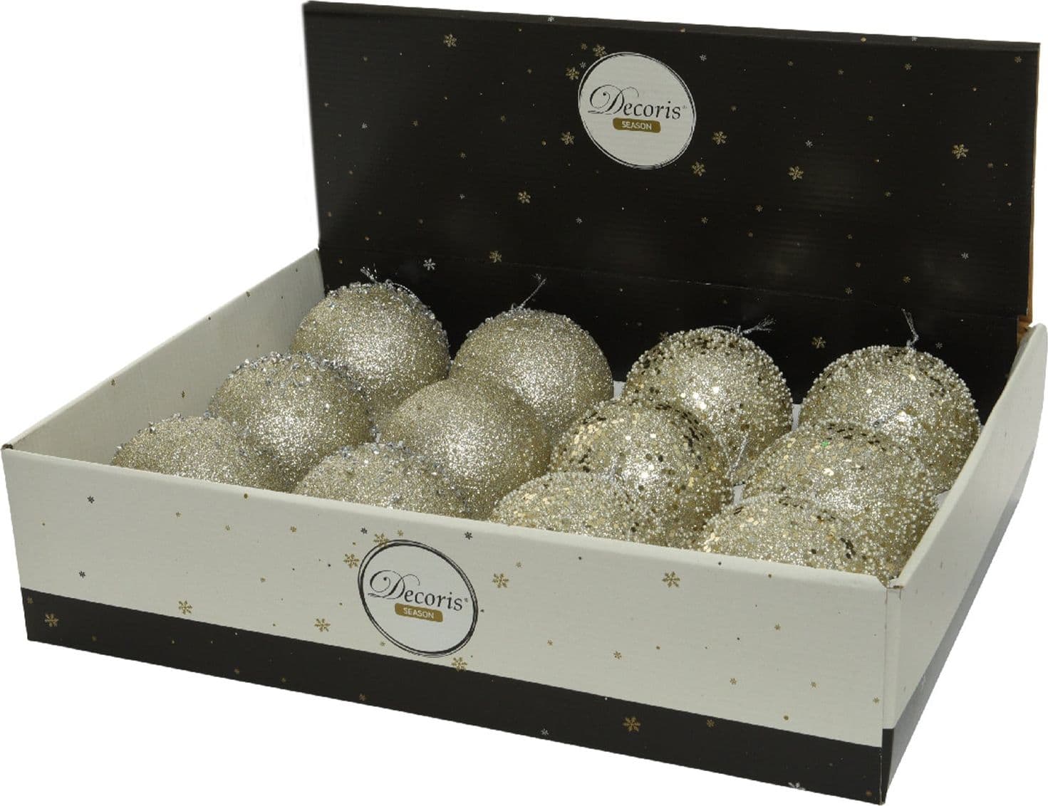 Palline per albero di Natale in foam decorate con Glitter, confezione da 12 pezzi - 3