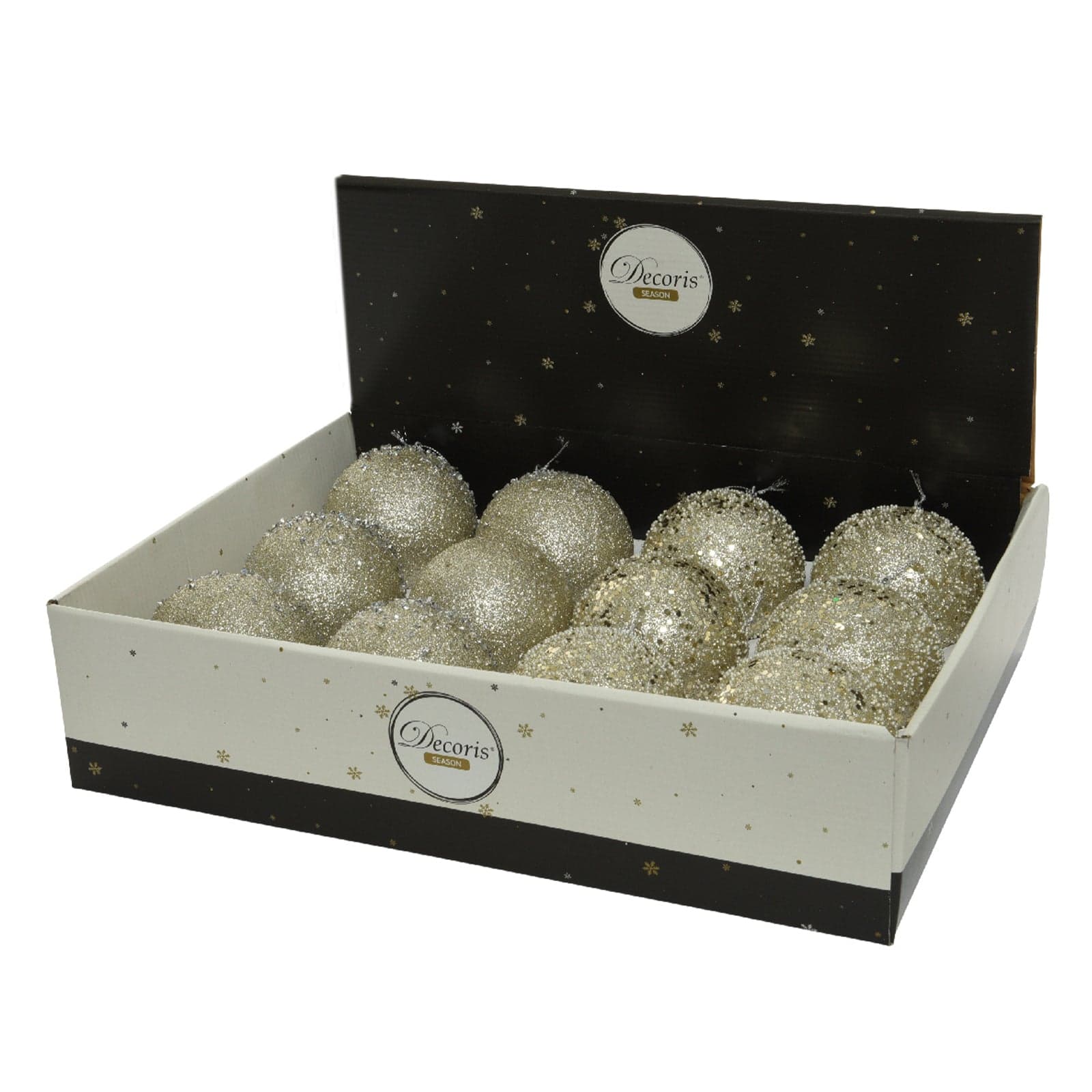 Palline per albero di Natale in foam decorate con Glitter, confezione da 12 pezzi - 3