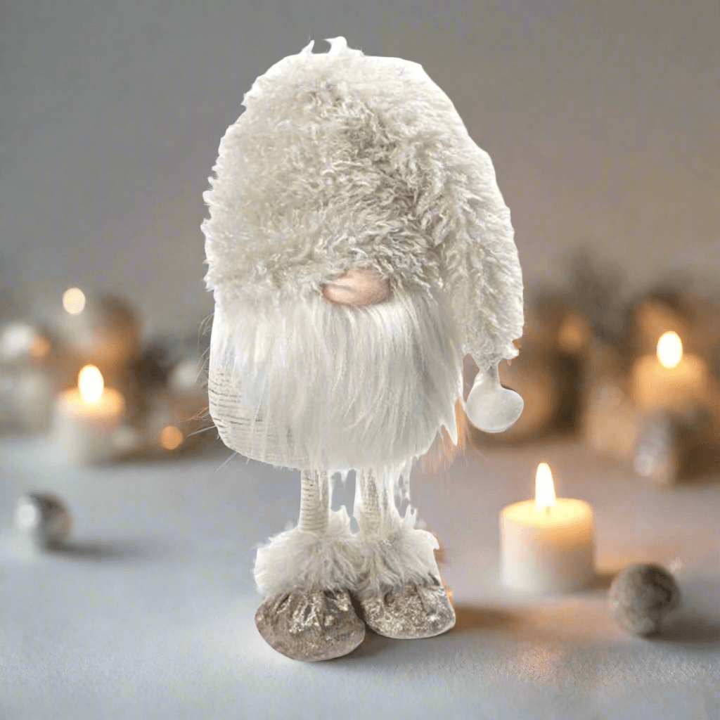 Pupazzo Babbo Natale in piedi in tessuto colore argento h 41 cm - 2
