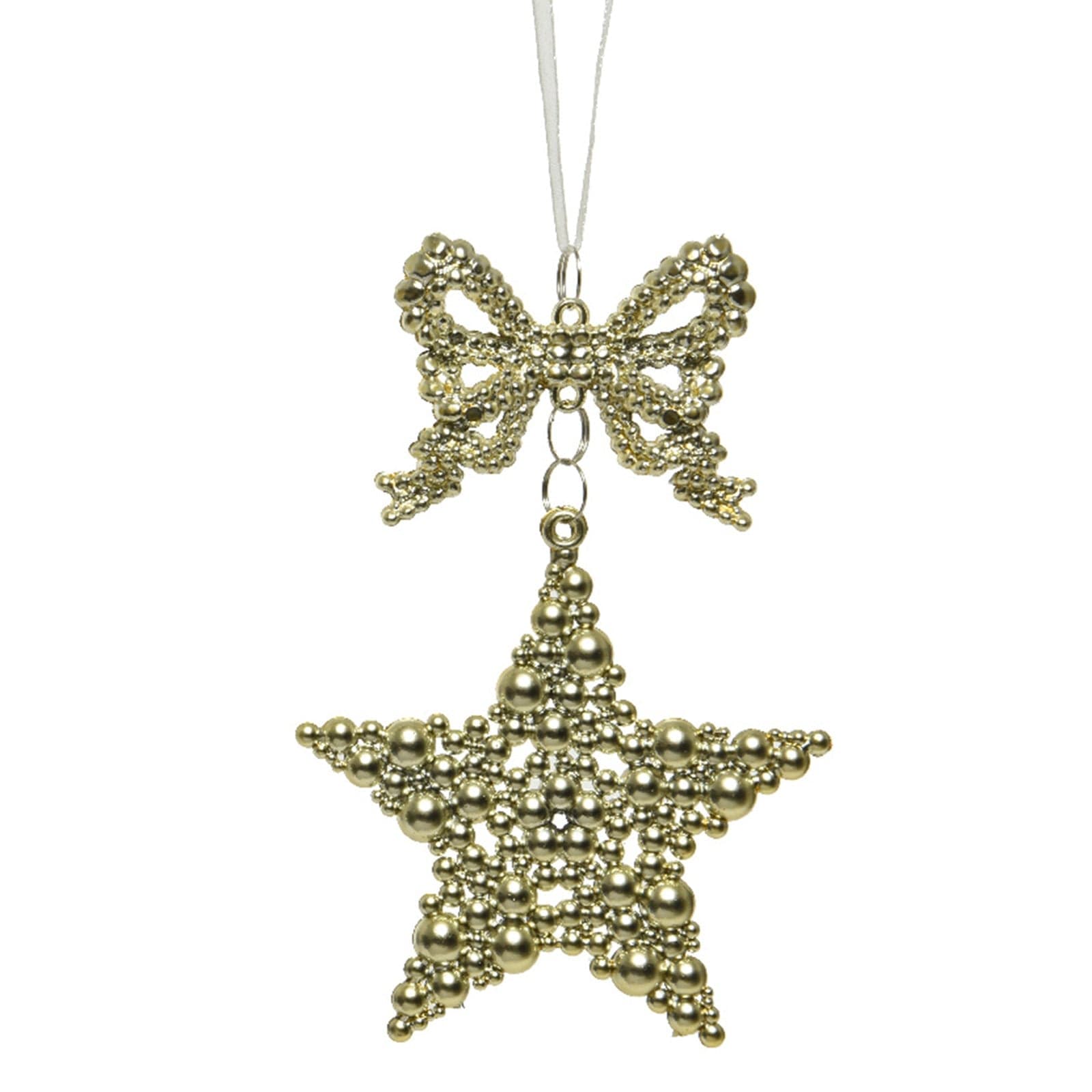 Pendaglio oro con fiocchi di neve, stella e albero di natale decorazione natalizia - 2