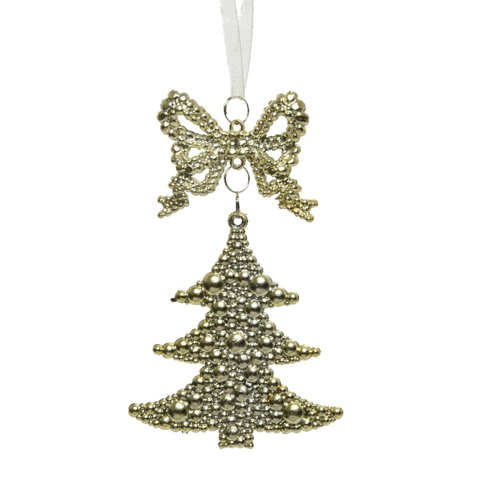Pendaglio oro con fiocchi di neve, stella e albero di natale decorazione natalizia - 3